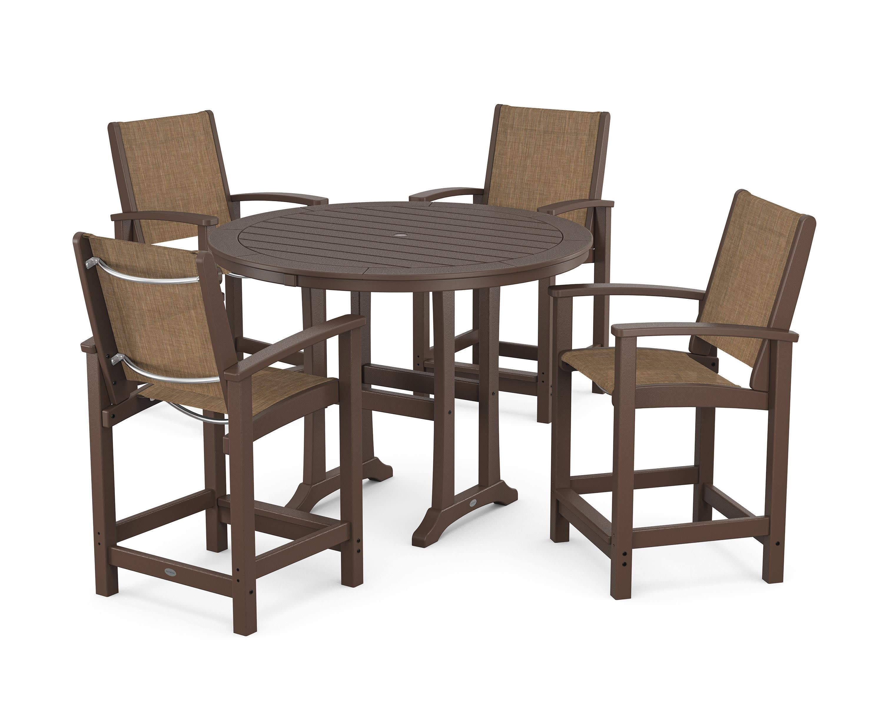 Coastal 5-Piece Counter Set in Mahogany / Burlap Sling