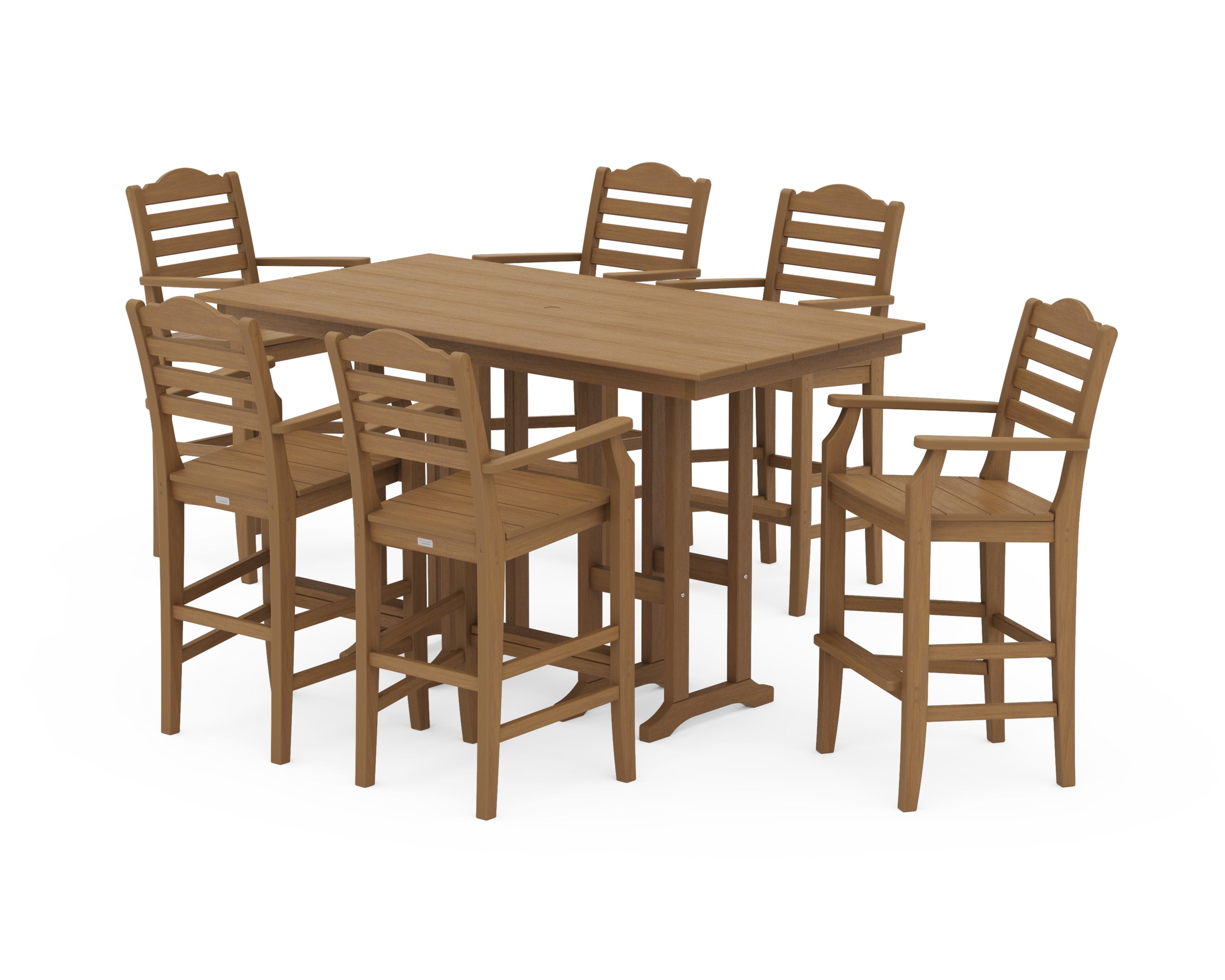 Savannah Arm Chair 7-Piece Farmhouse Bar Set in Natural