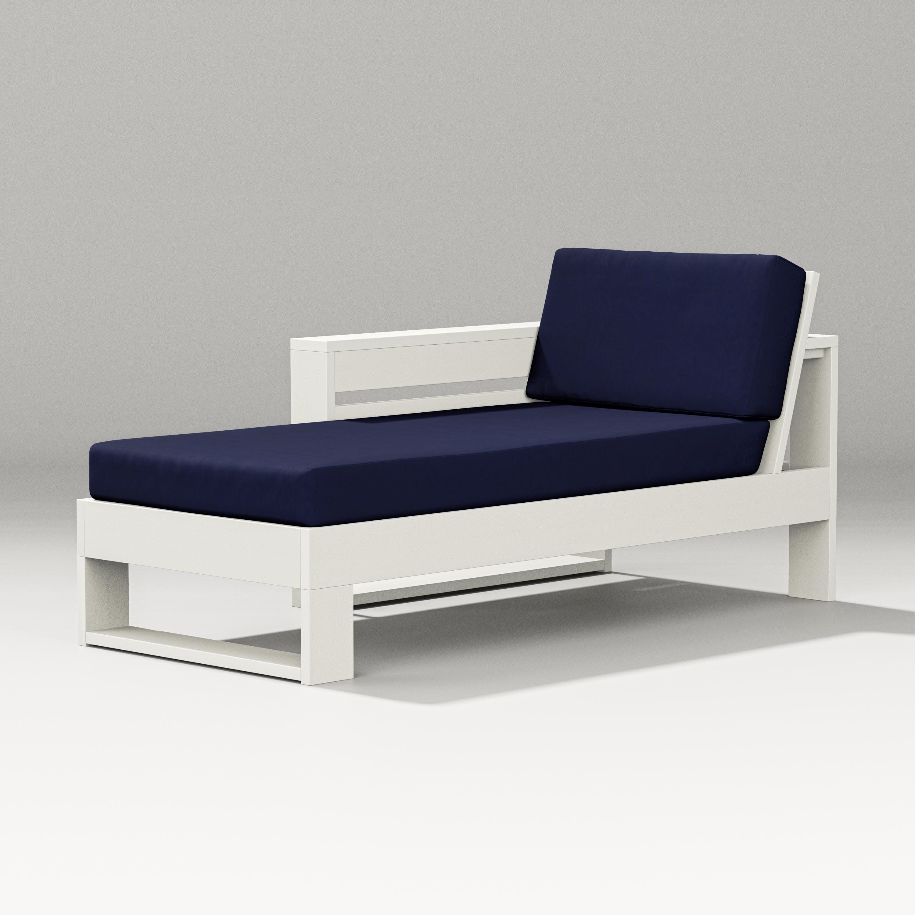 Latitude Modular Left Arm Chaise in Vintage White / Navy