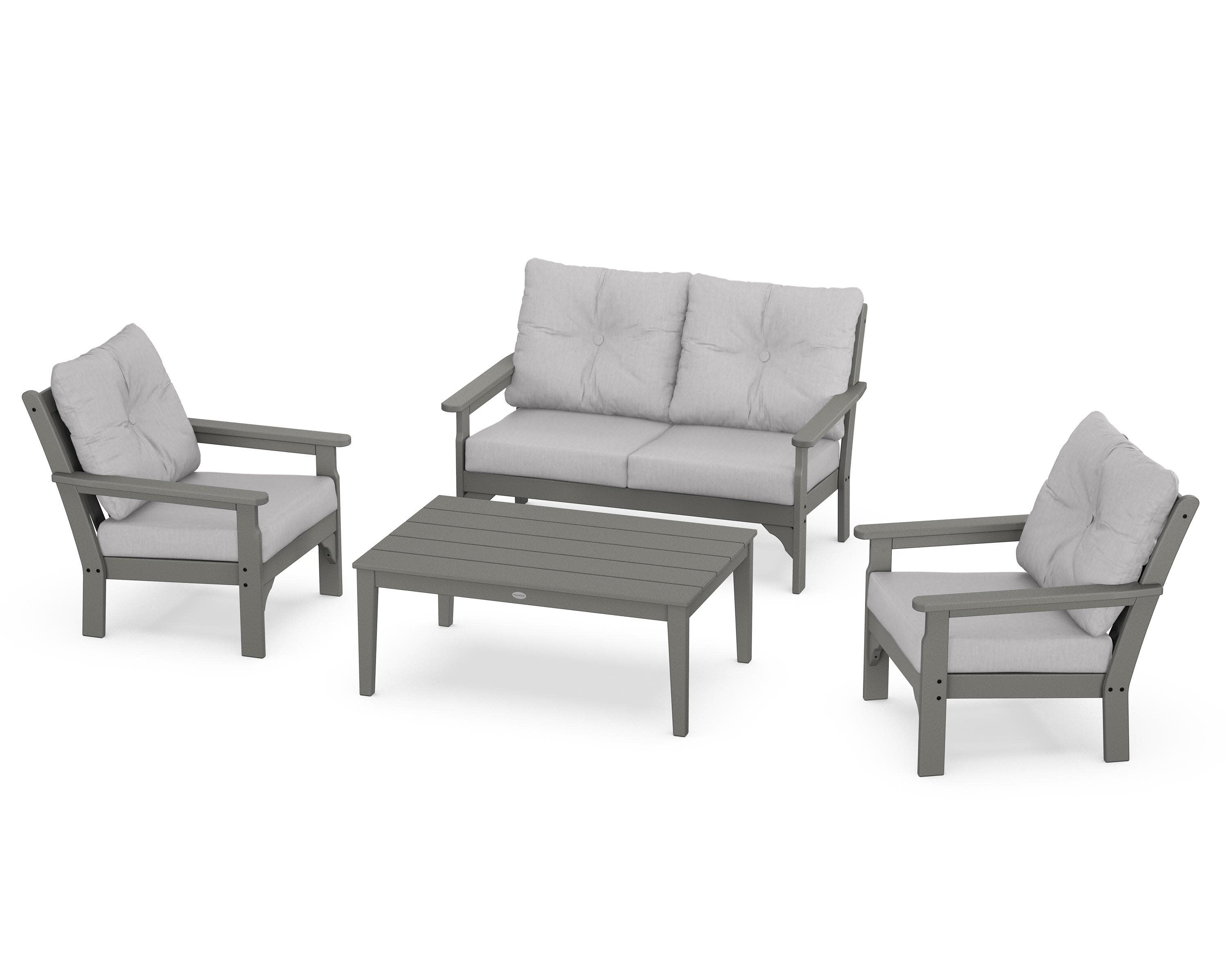 Vineyard 4-Piece Deep Seating Set in Slate Grey / Granite