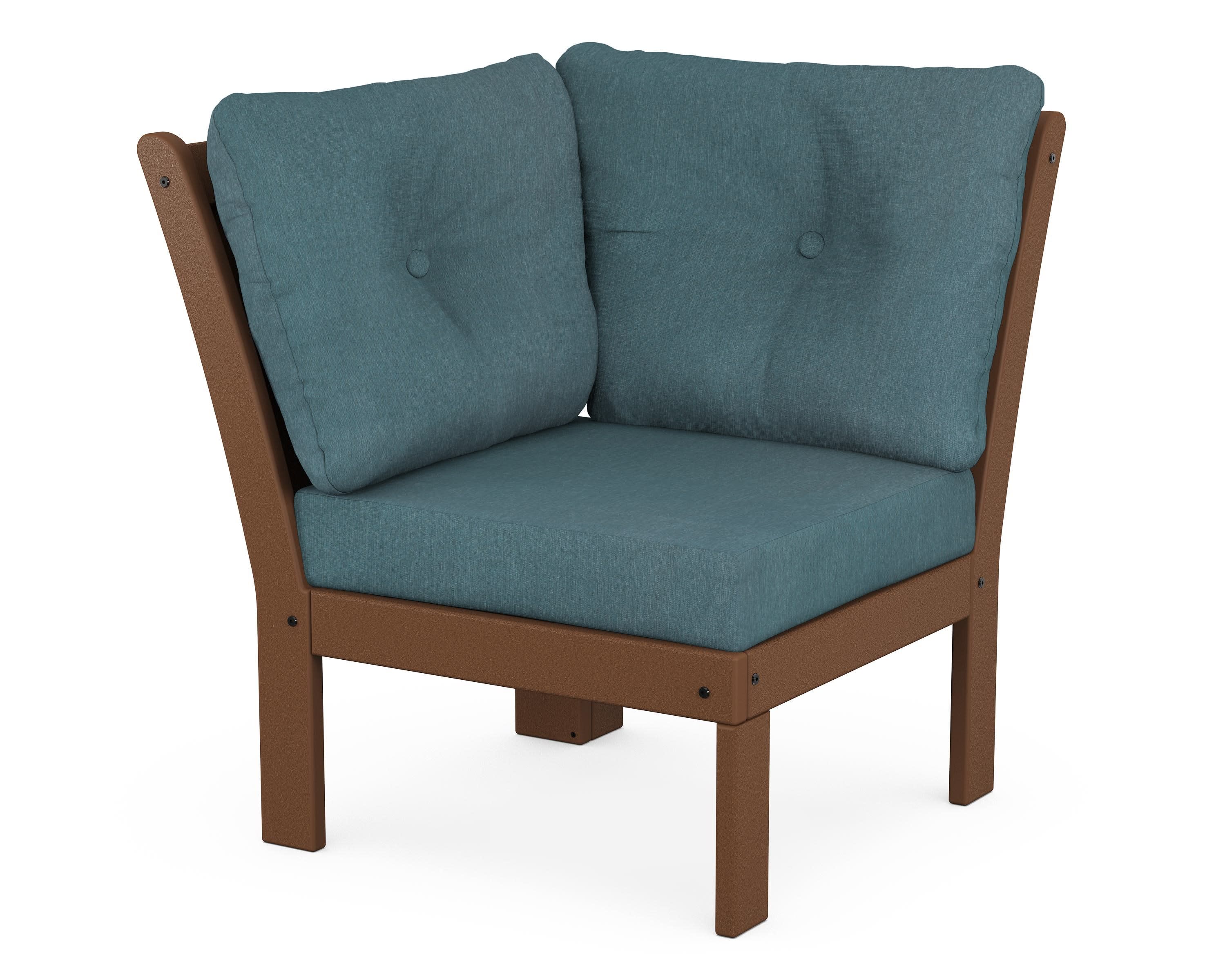 Vineyard Modular Corner Chair in Teak / Ocean Teal