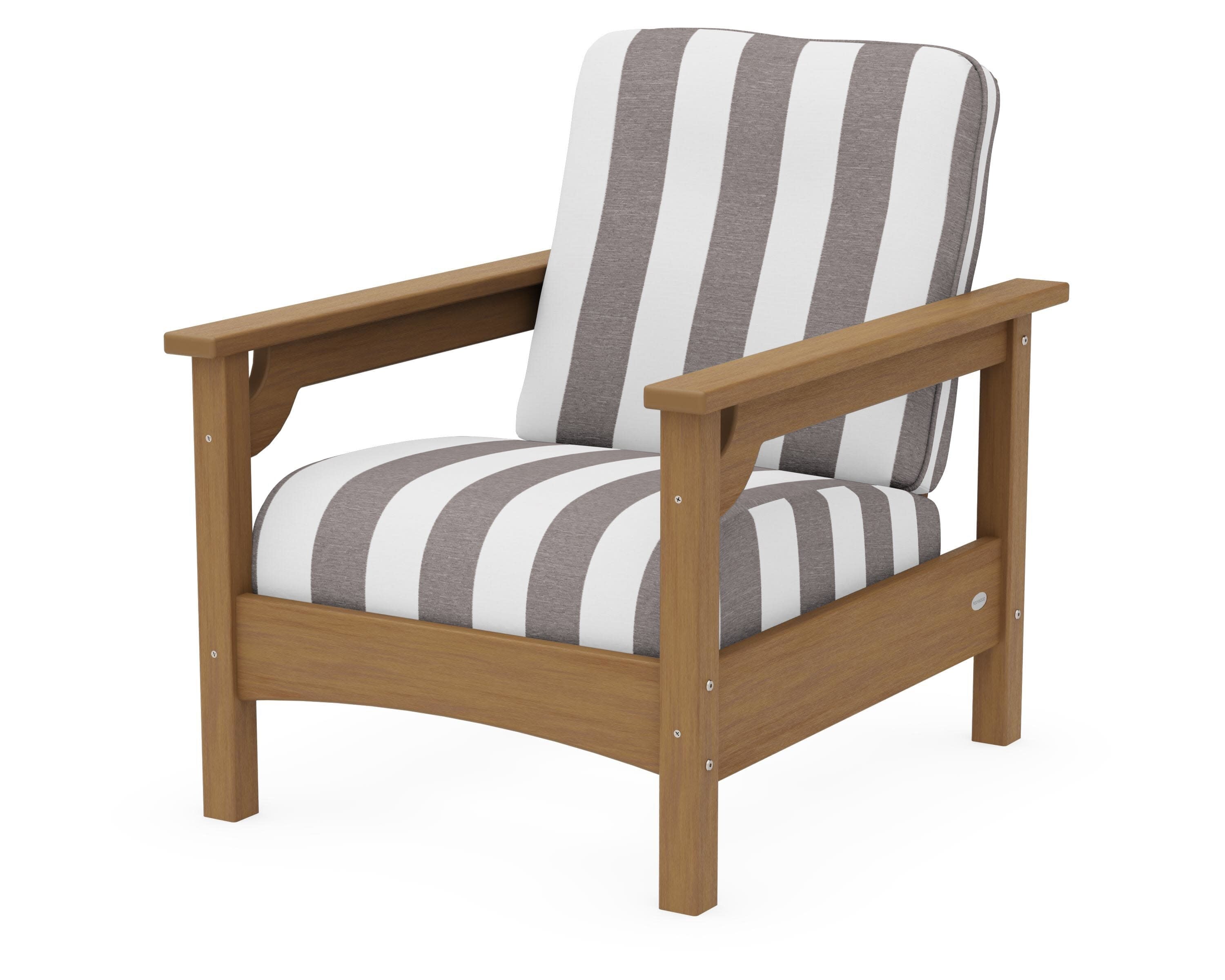 Club Chair in Natural / Cabana Stripe Grey Mist