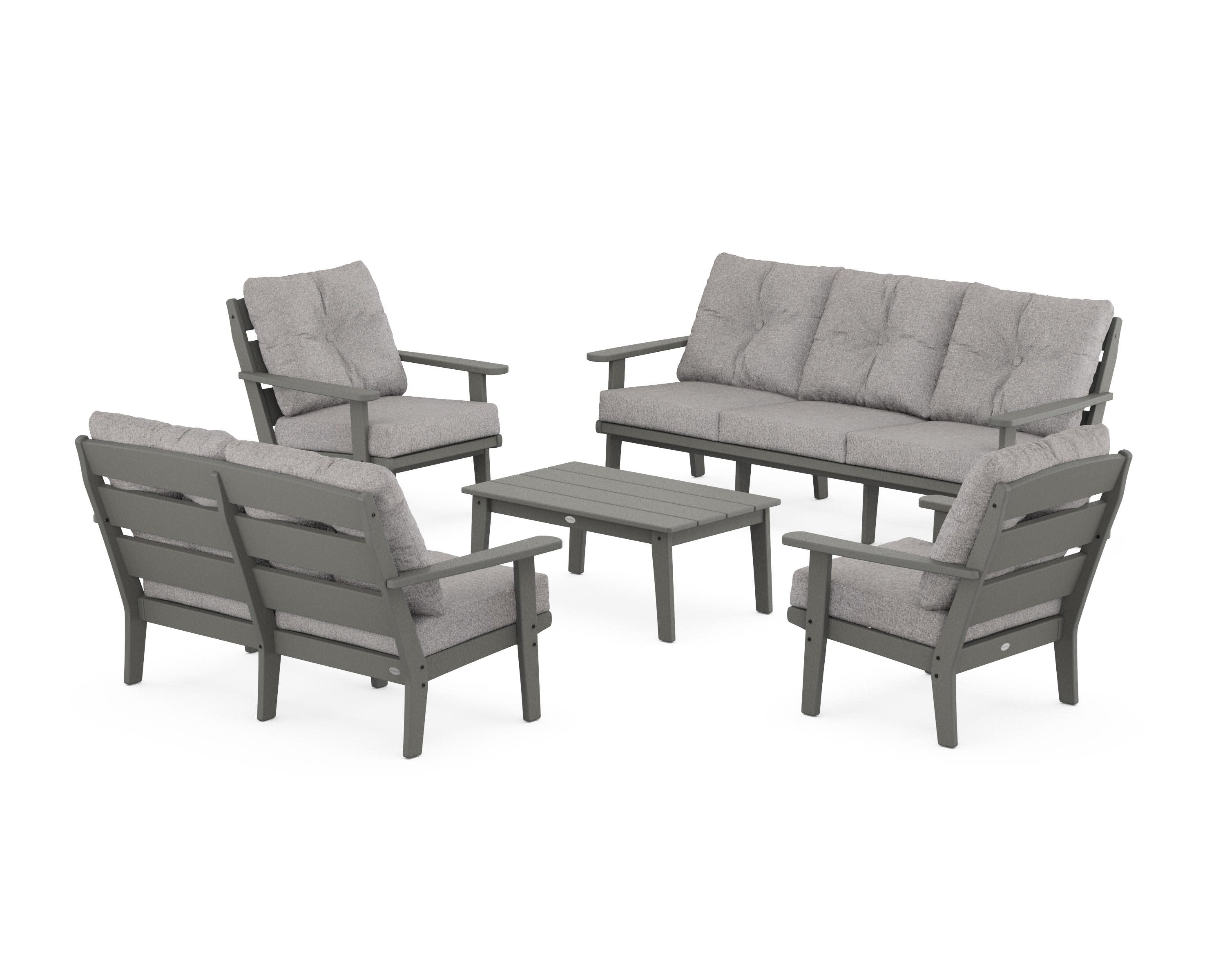 Lakeside 5-Piece Lounge Sofa Set in Slate Grey / Grey Mist