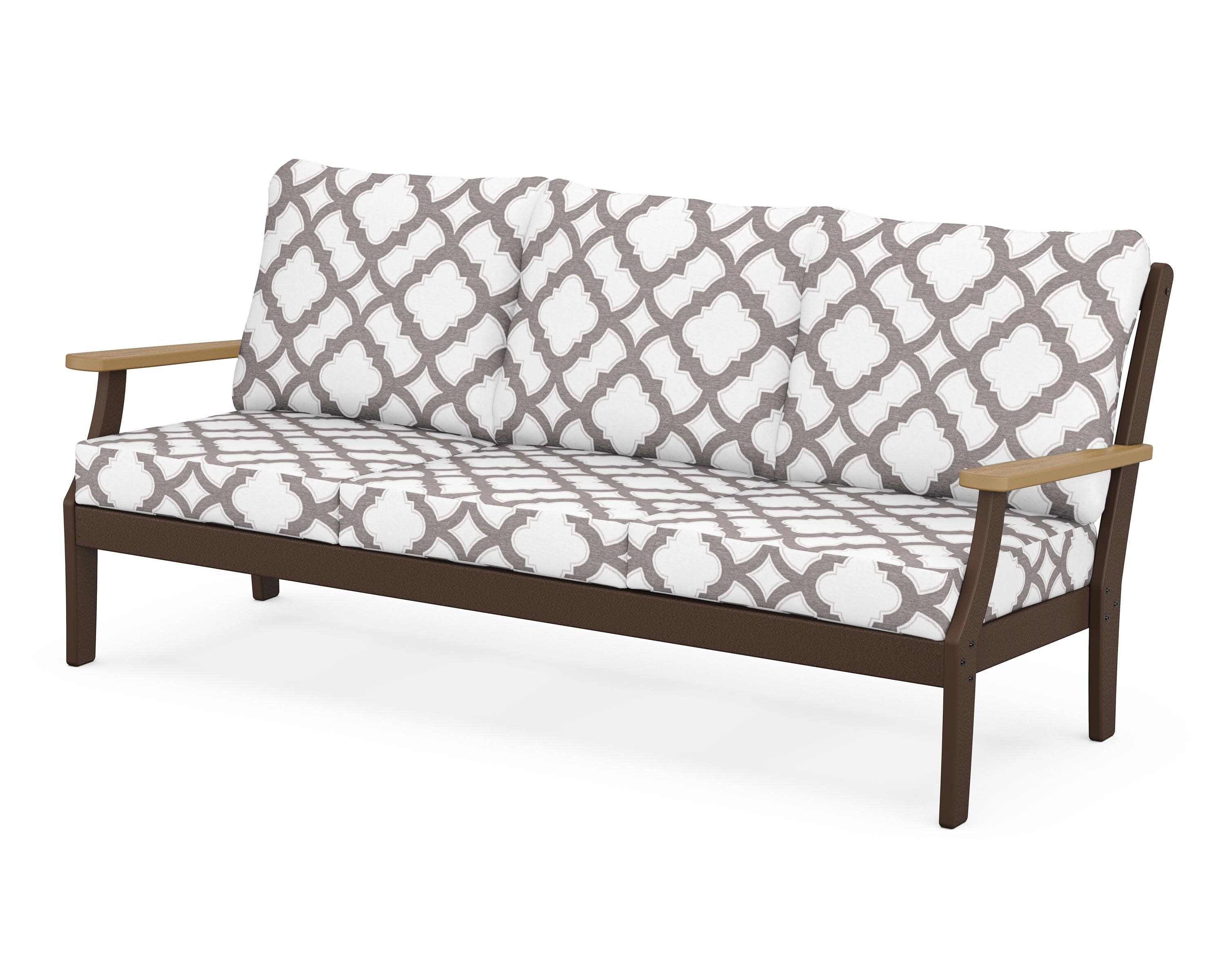 Braxton Deep Seating Sofa in Mahogany / Natural / Trellis Grey Mist