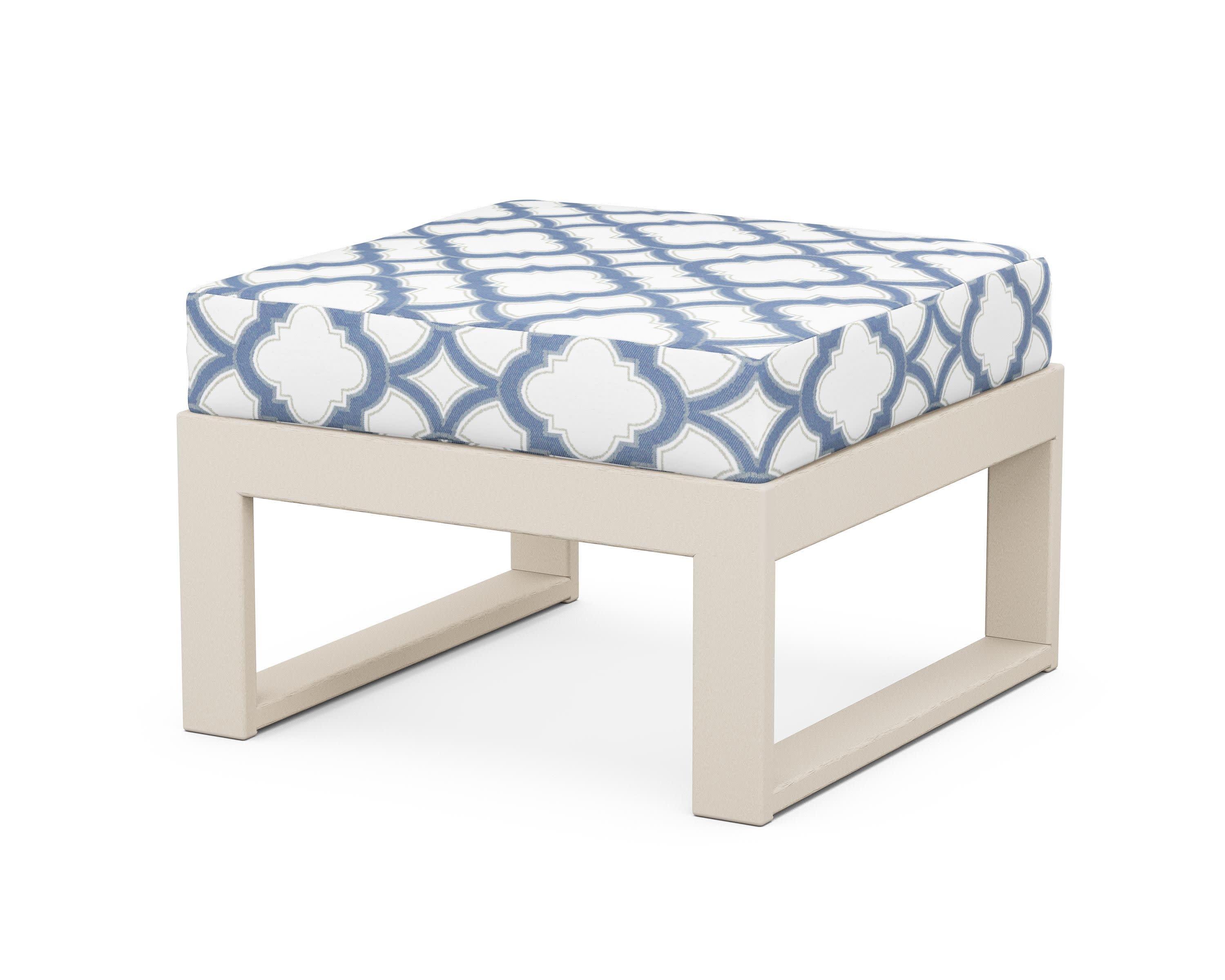 Modular Ottoman - Modern in Sand / Trellis Sky Blue