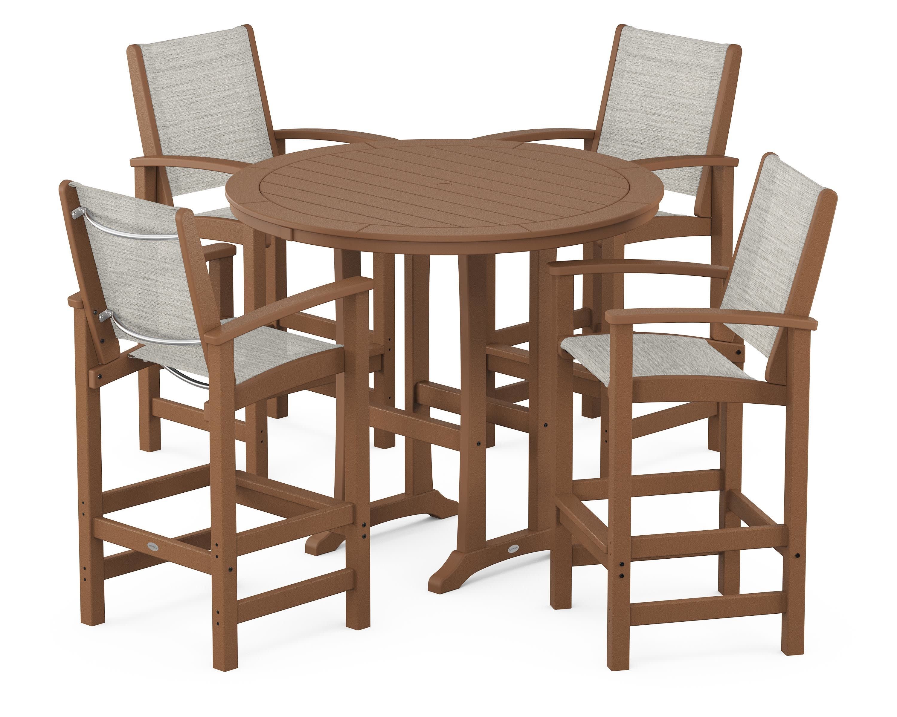 Coastal 5-Piece Nautical Trestle Bar Set in Teak / Birch Sling