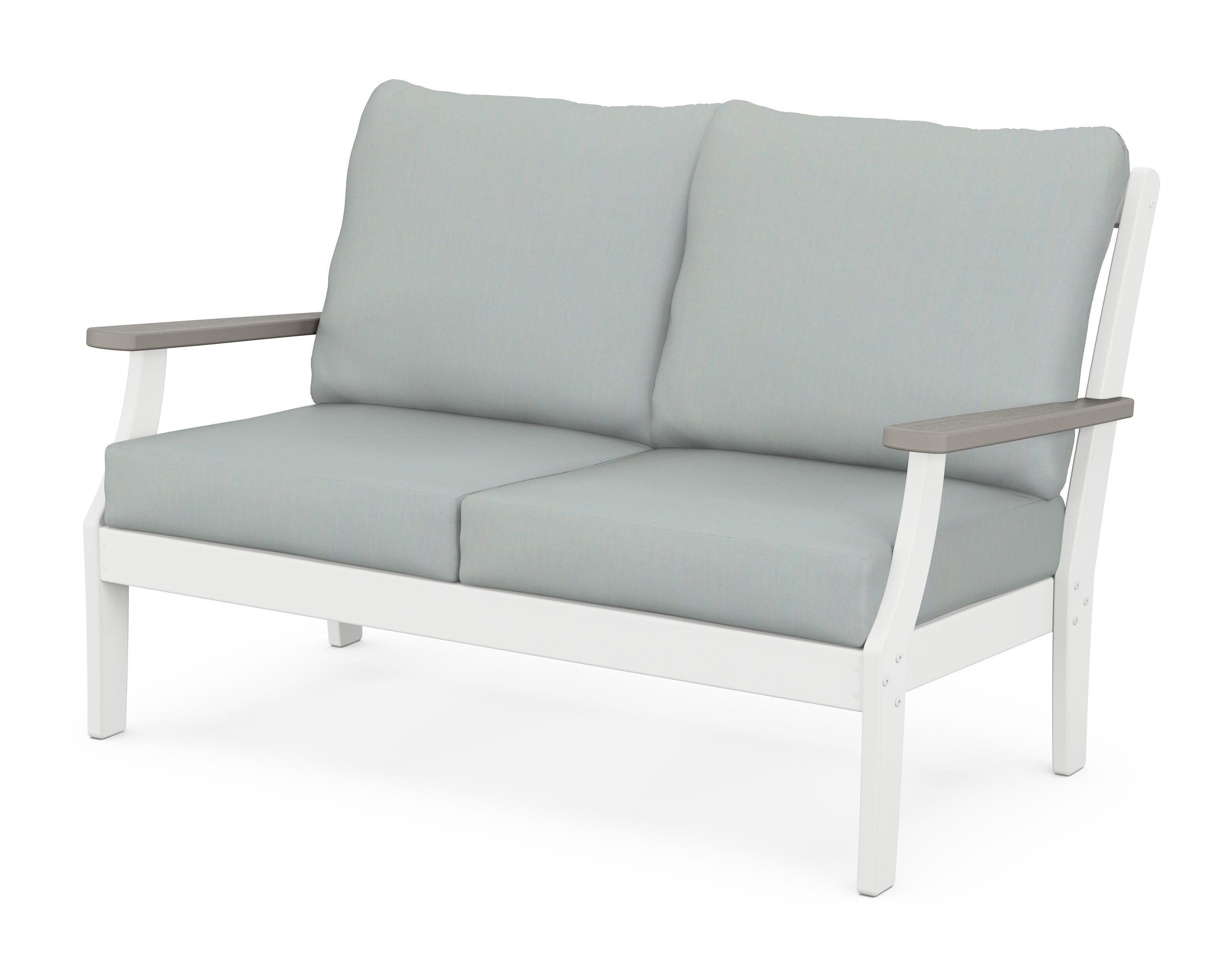 Braxton Deep Seating Loveseat in White / Driftwood / Spa