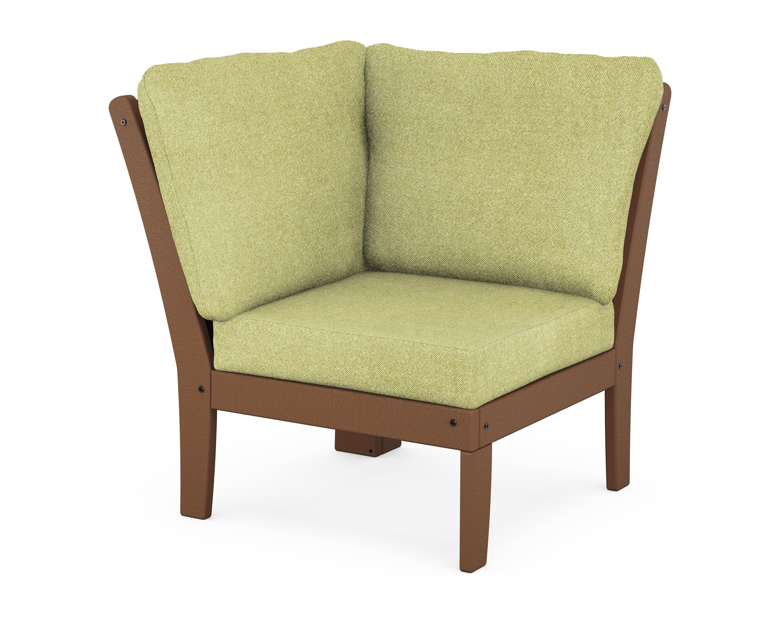 Braxton Modular Corner Chair in Teak / Chartreuse Boucle