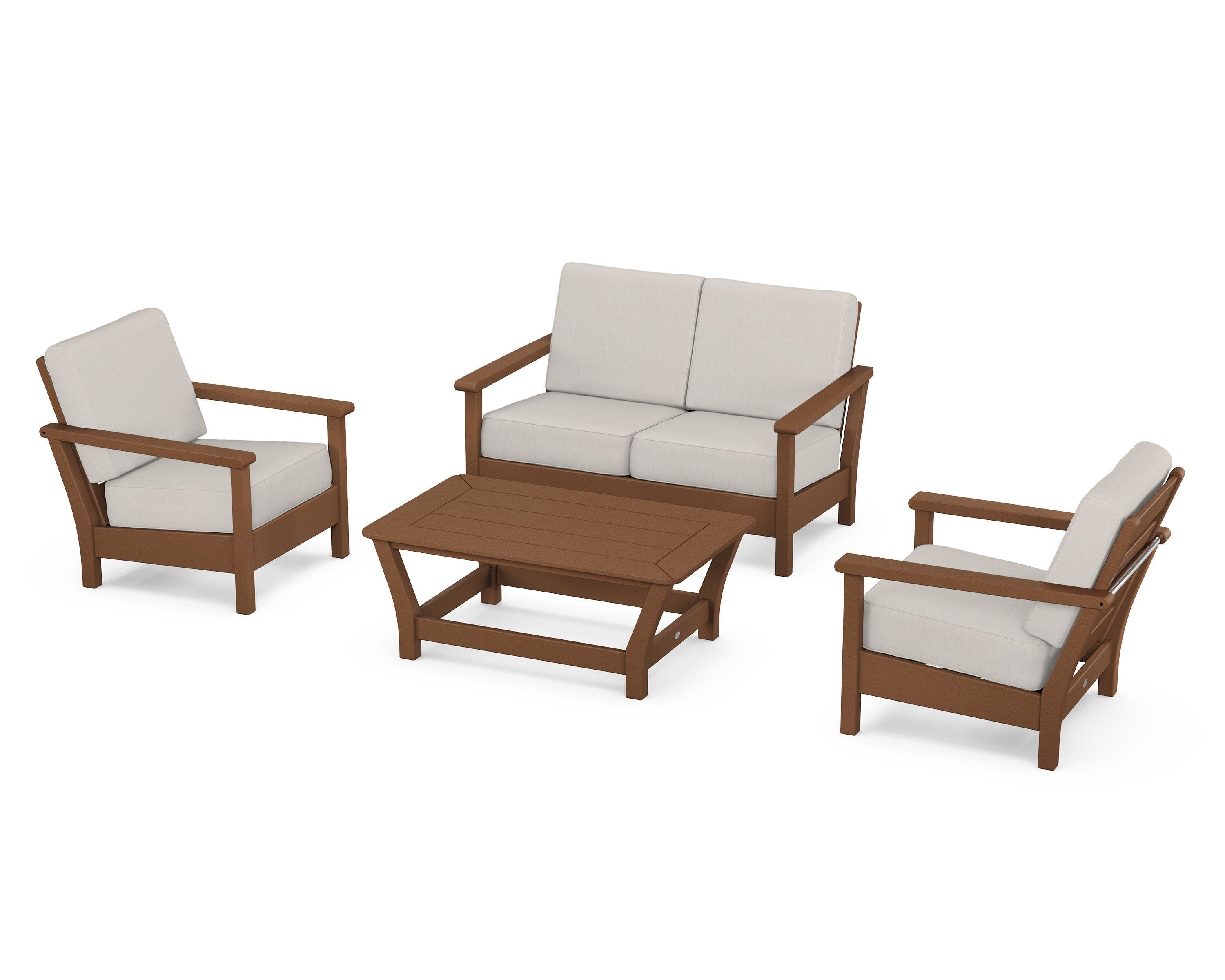 Harbour 4-Piece Deep Seating Set in Teak / Cast Ash