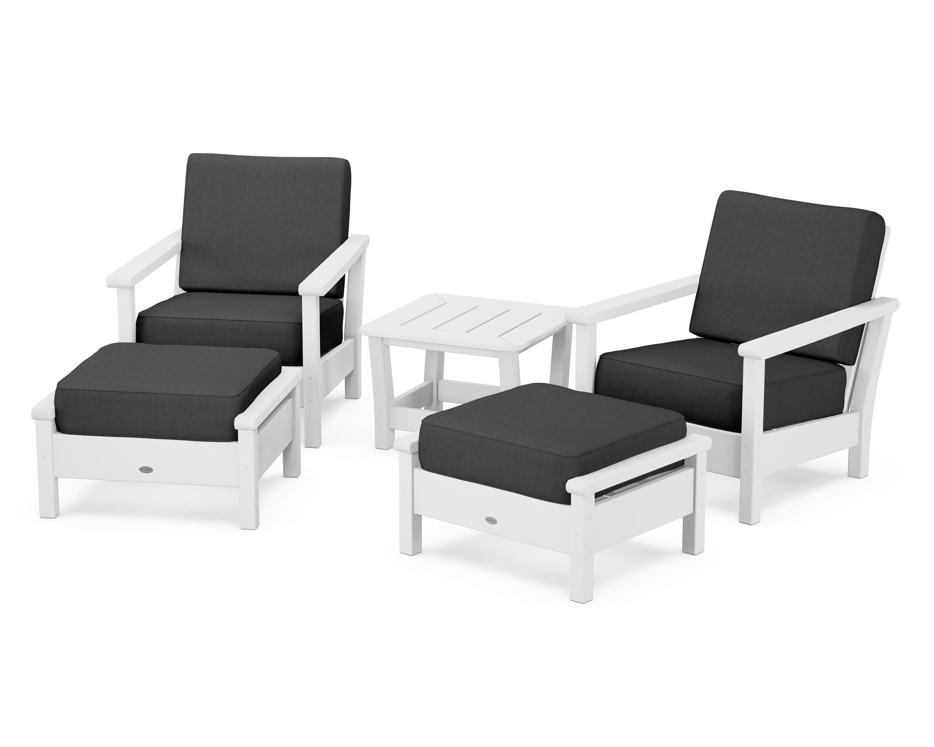 Harbour 5-Piece Deep Seating Chair Set in White / Spectrum Carbon