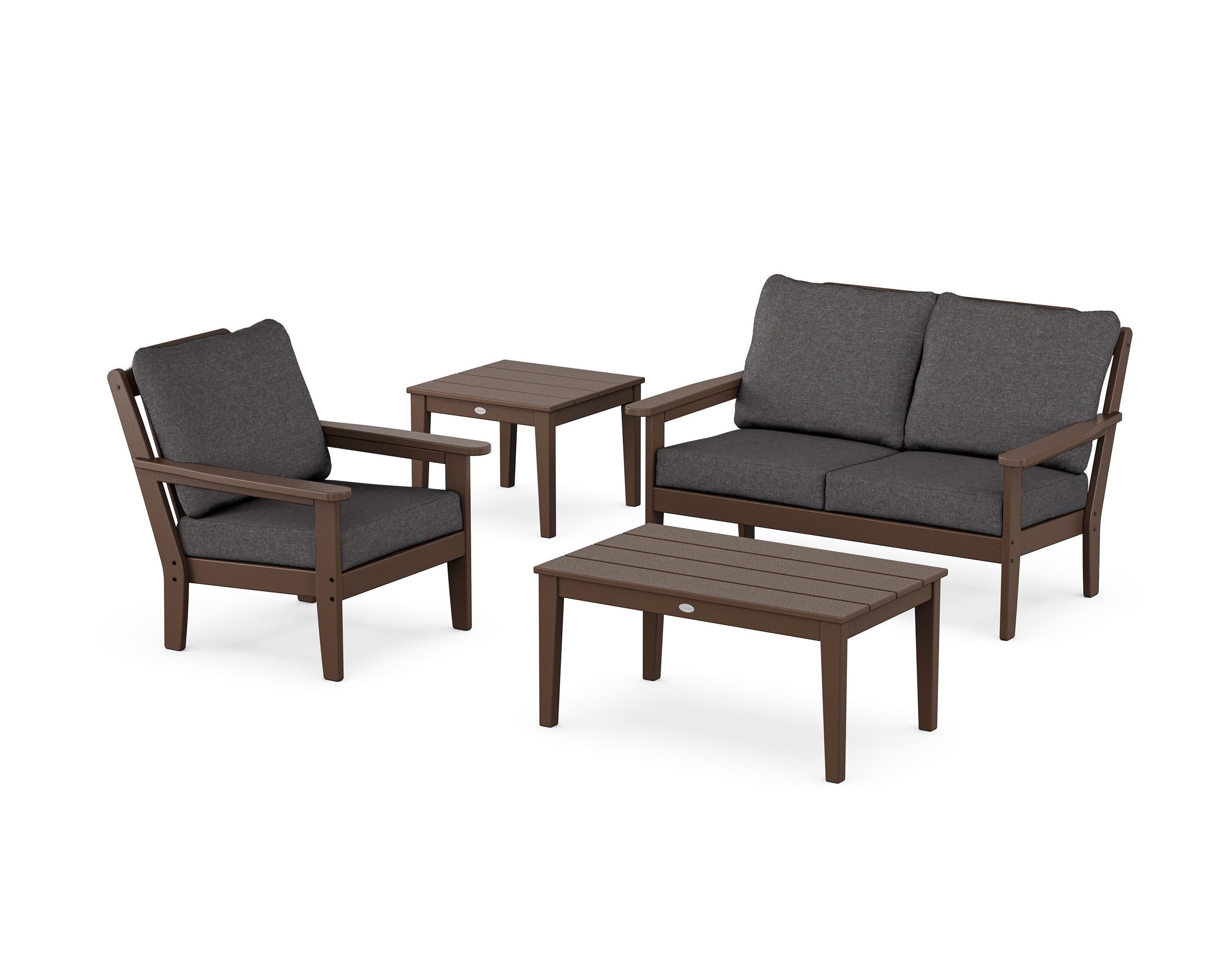 Wovendale 4-Piece Deep Seating Set in Mahogany / Ash Charcoal