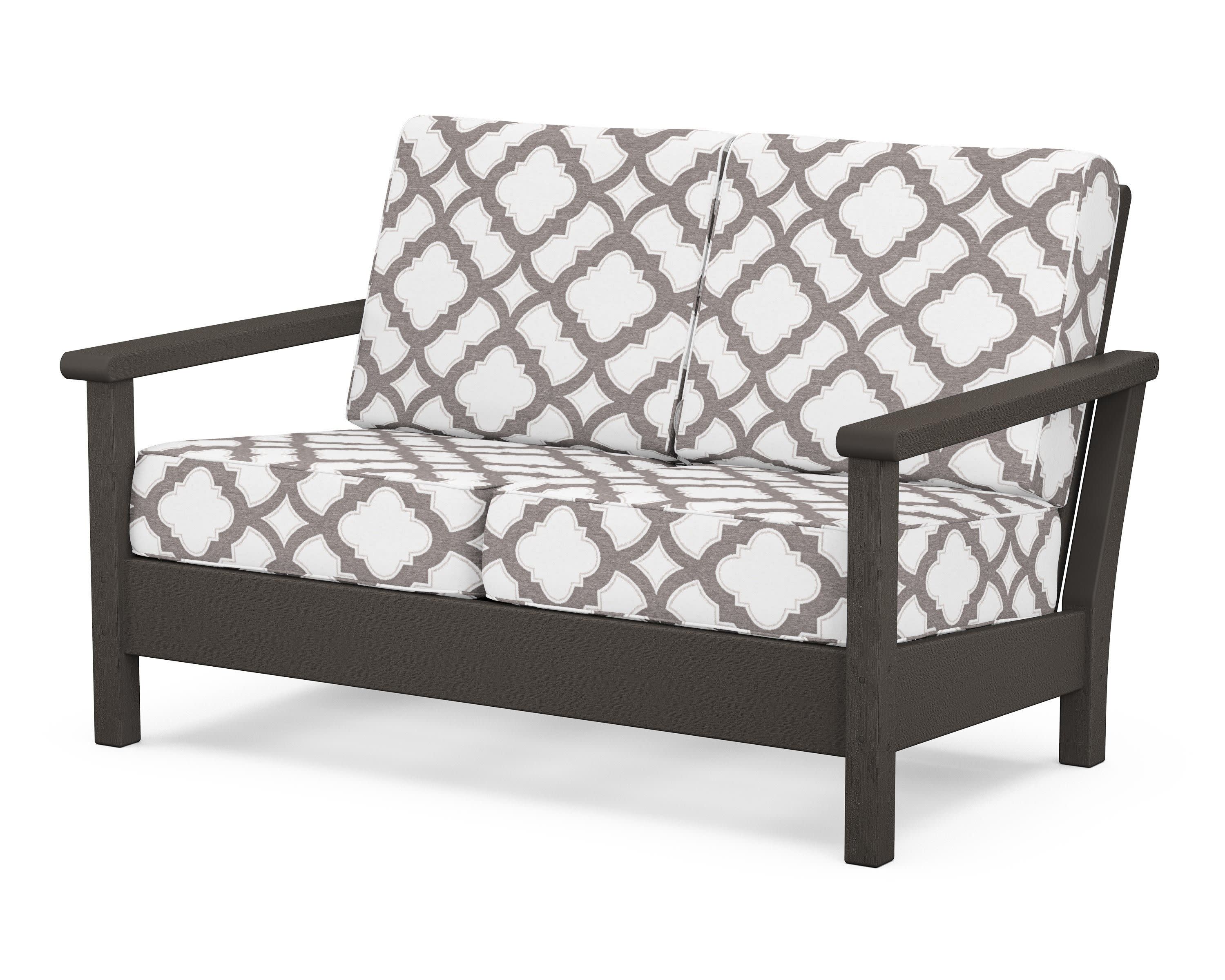 Harbour Deep Seating Loveseat in Vintage Coffee / Trellis Grey Mist