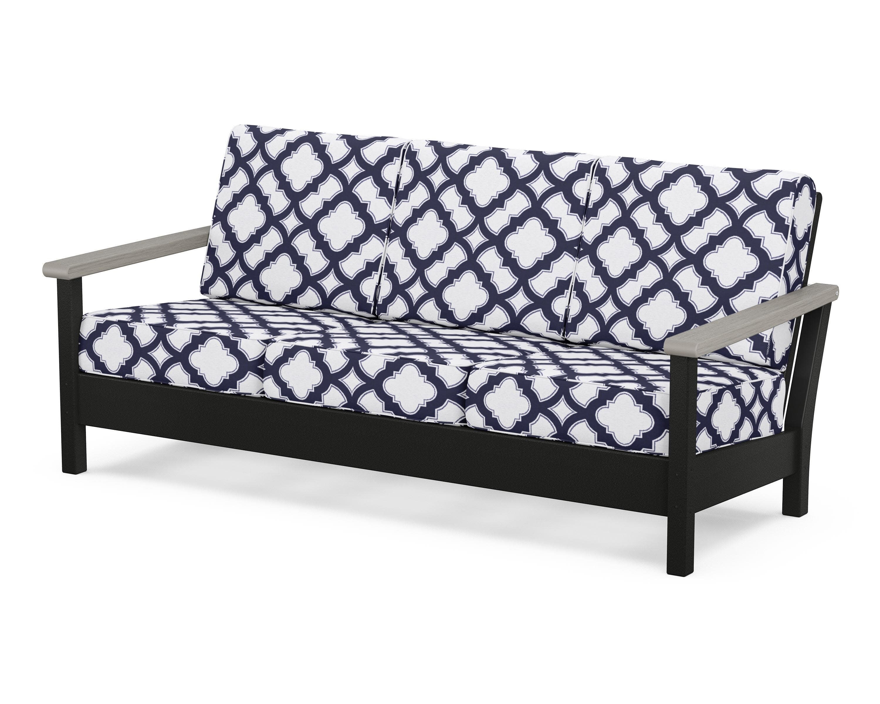Harbour Deep Seating Sofa in Black / Driftwood / Trellis Navy