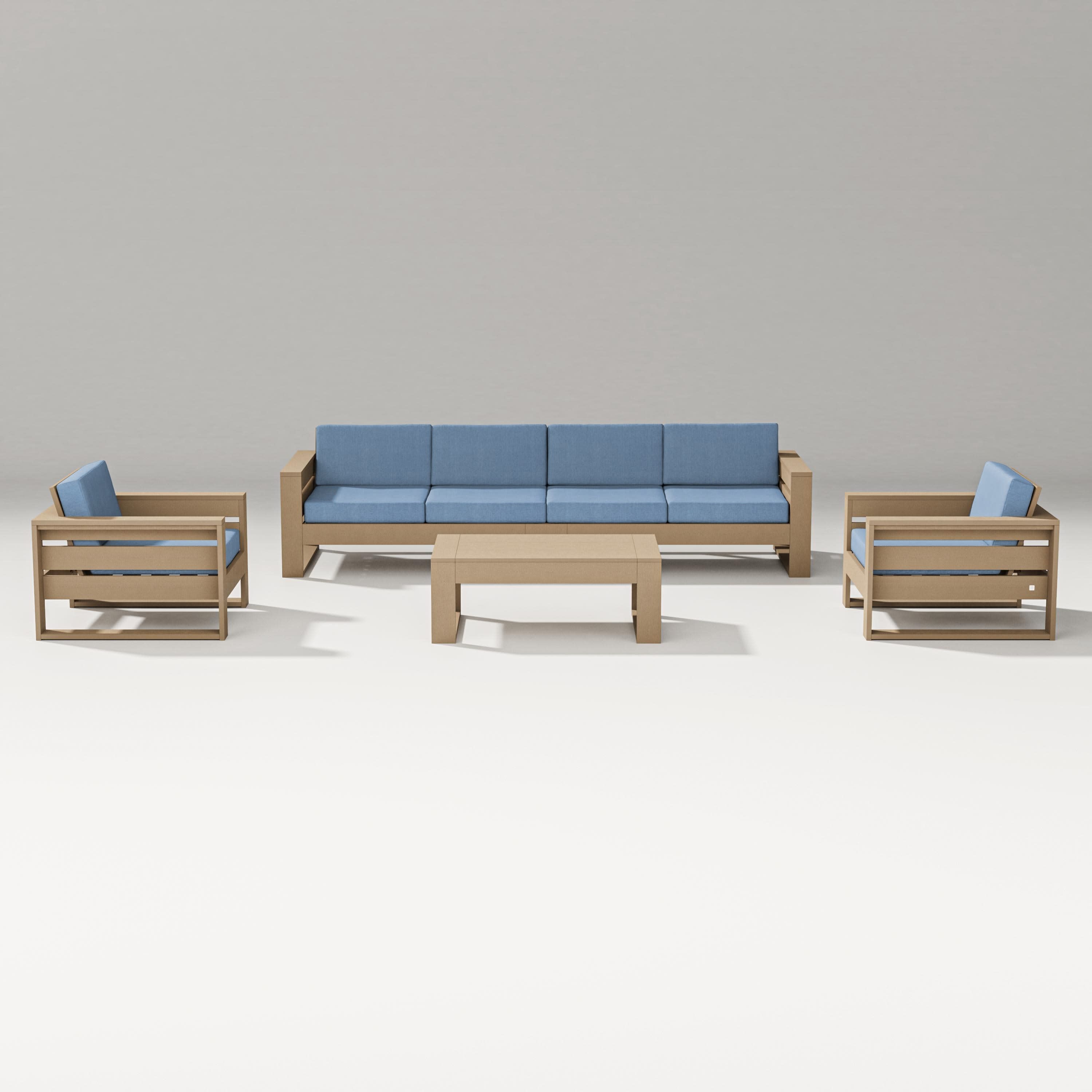Latitude 5-Piece Lounge Sofa Set in Vintage Sahara / Sky Blue