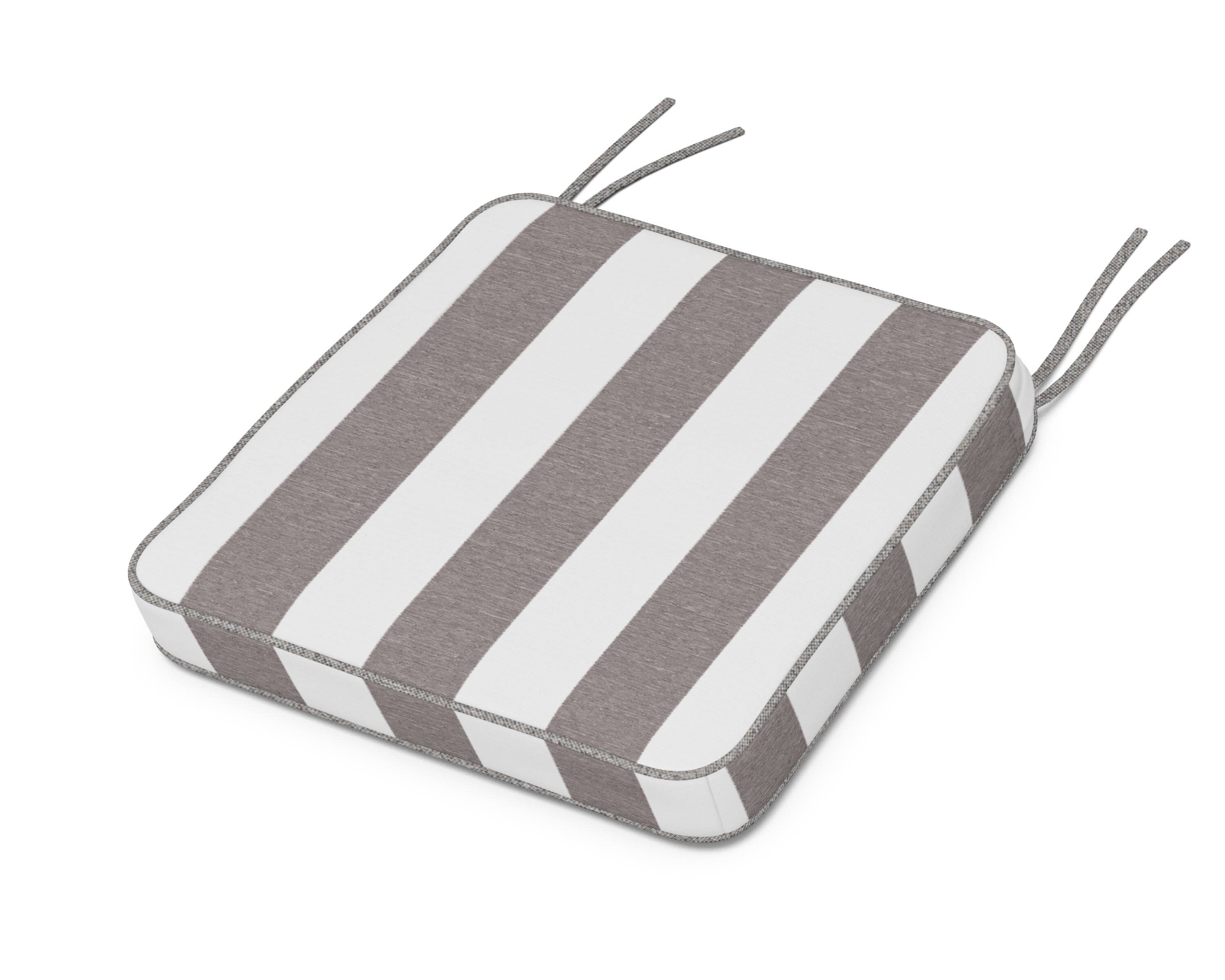 Chinoiserie Side Chair Seat Cushion in Cabana Stripe Grey Mist