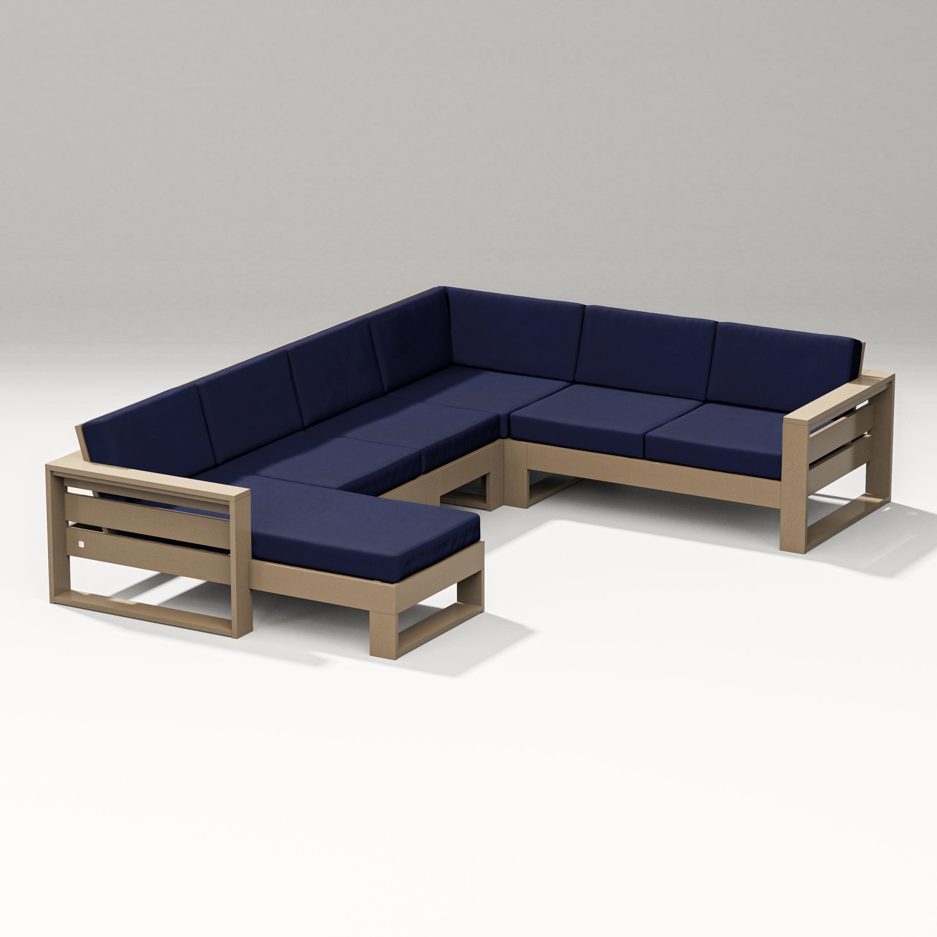 Latitude Corner Sectional with Left Chaise in Vintage Sahara / Navy