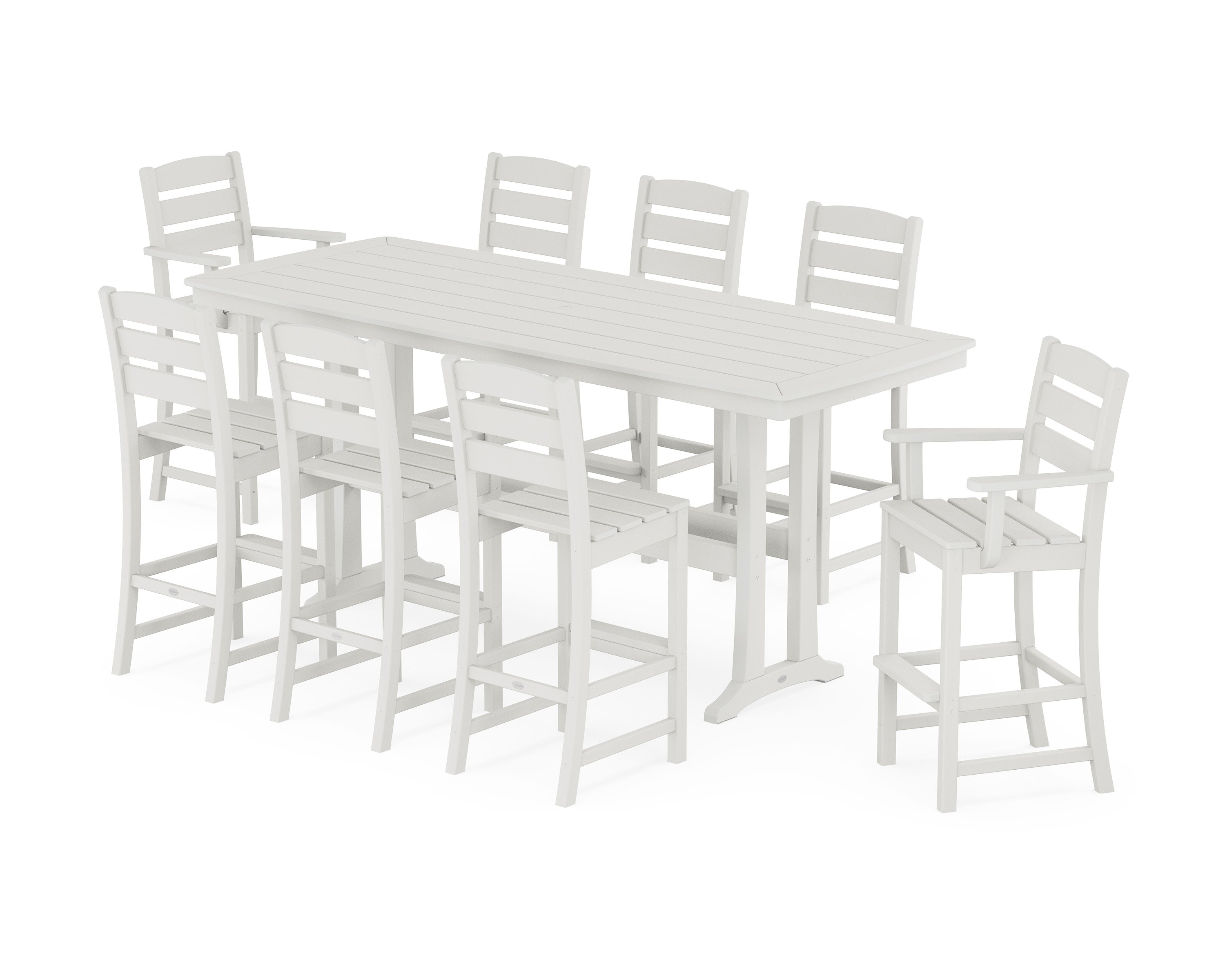Lakeside 9-Piece Bar Set with Trestle Legs in Vintage White