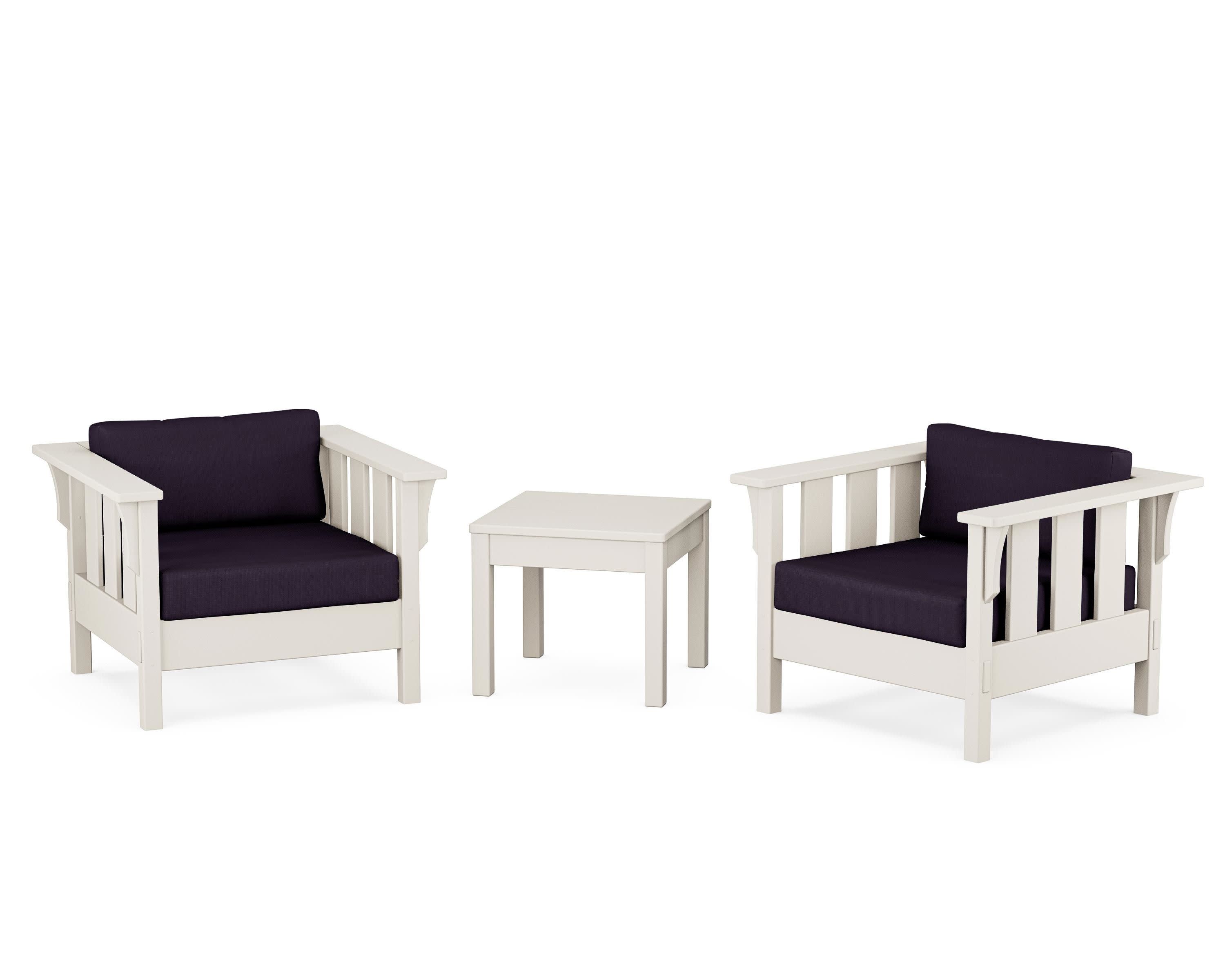 Acadia 3-Piece Deep Seating Set in Sand / Navy Linen