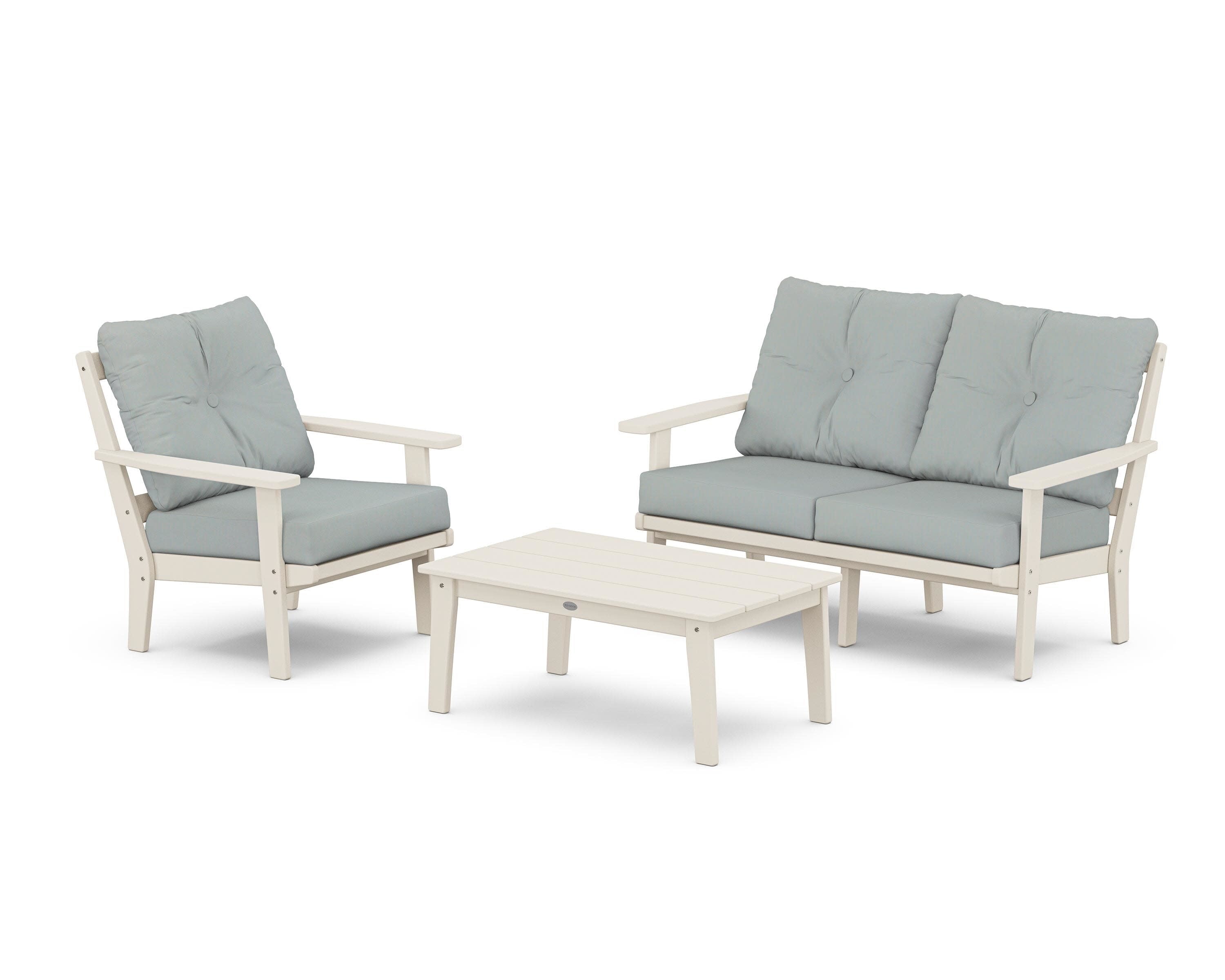 Oxford 3-Piece Deep Seating Set with Loveseat in Sand / Spa