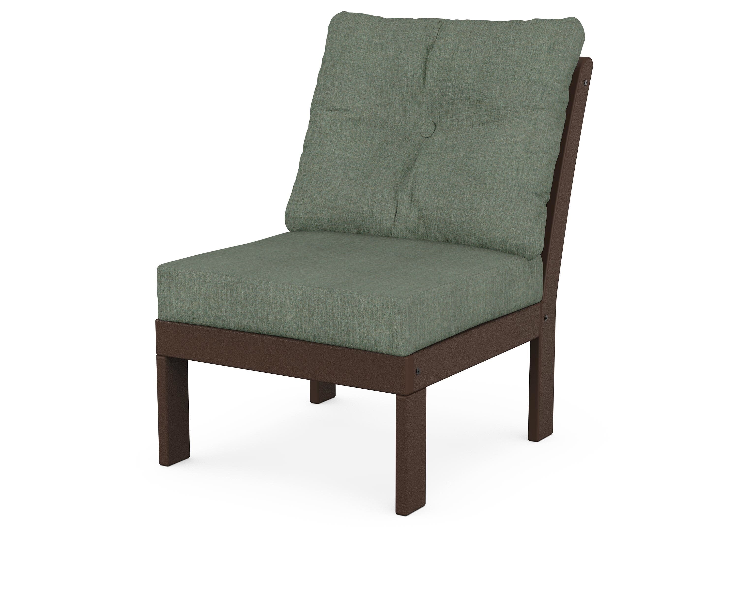 Vineyard Modular Armless Chair in Mahogany / Cast Sage