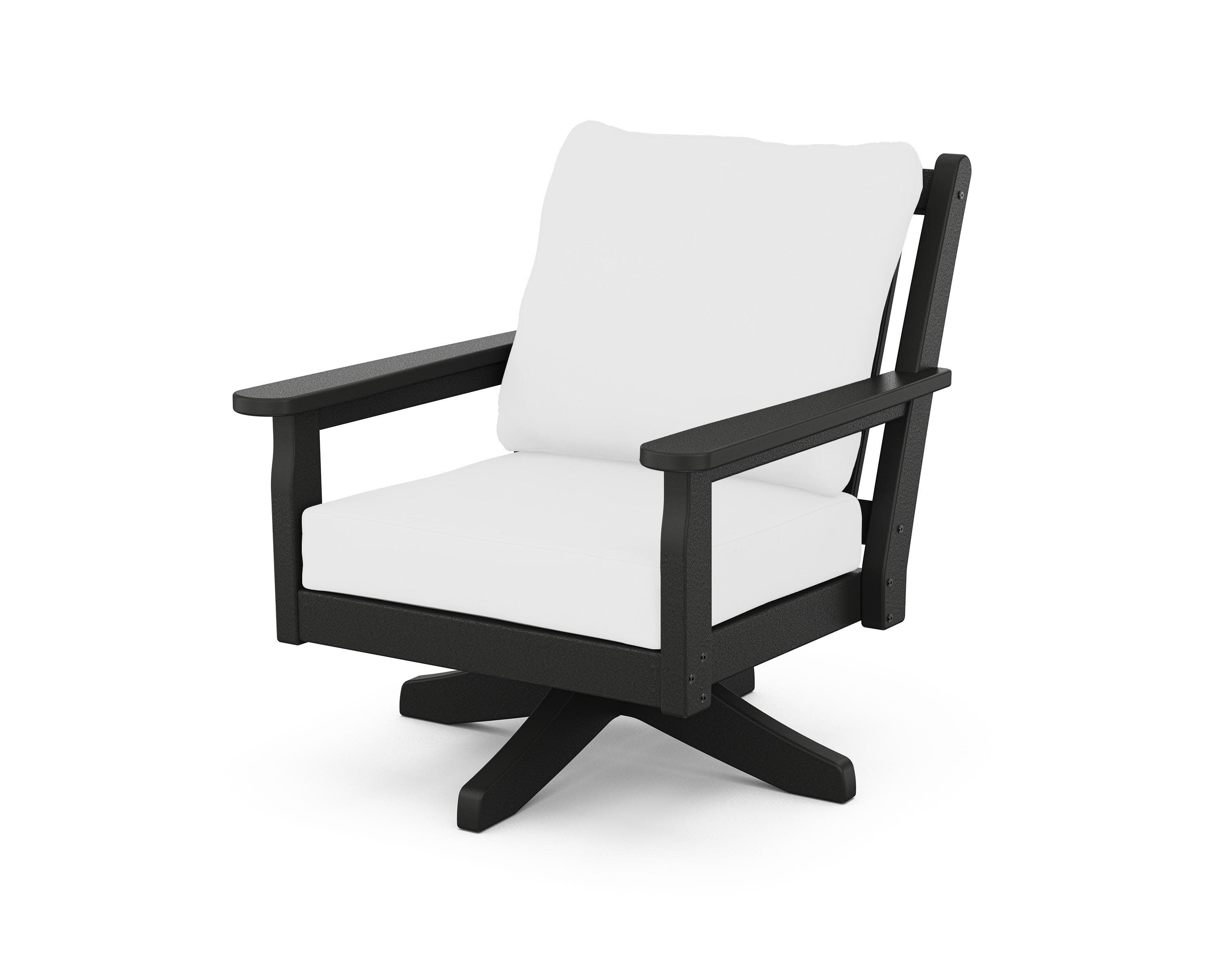 Chippendale Deep Seating Swivel Chair in Black / Natural
