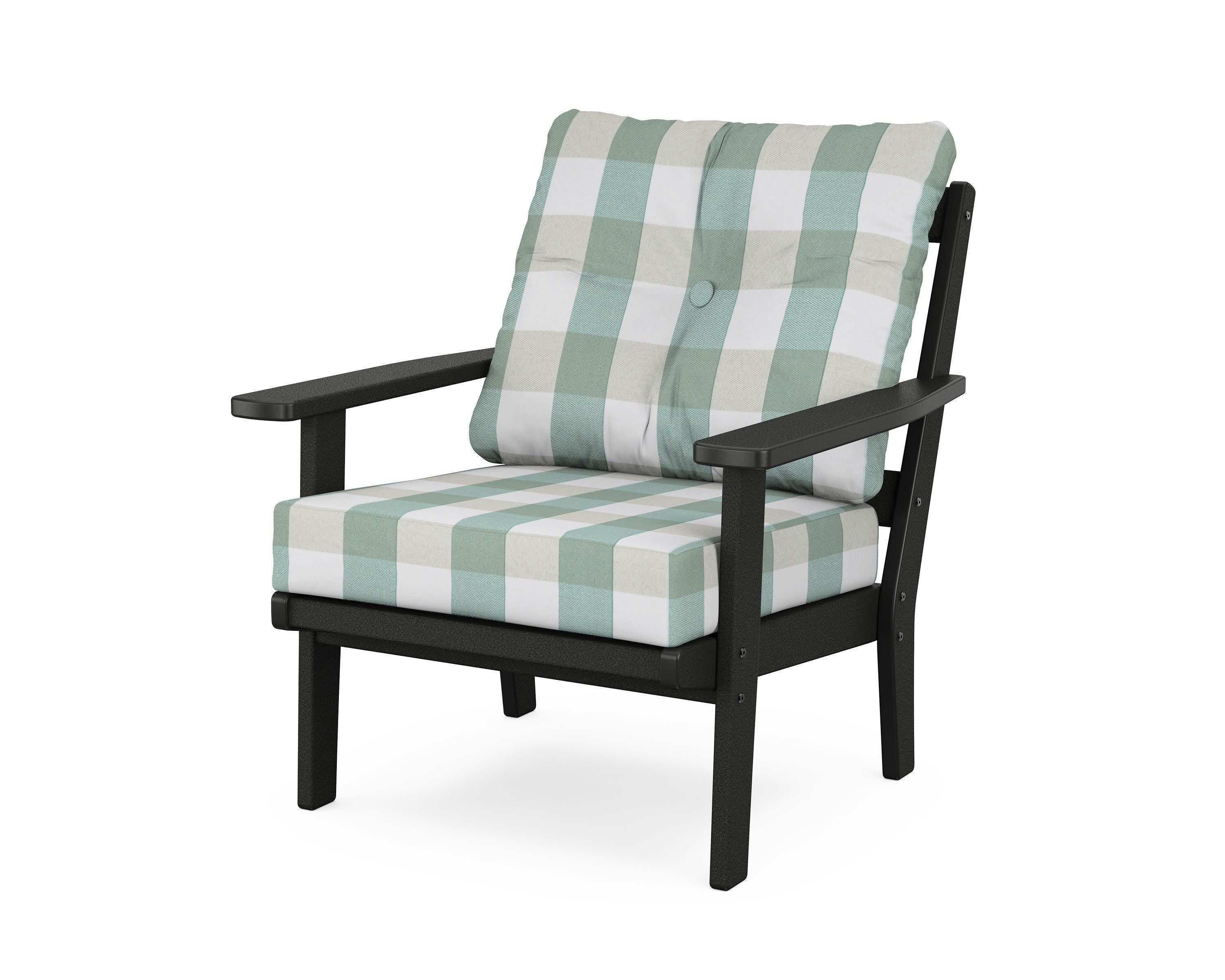 Oxford Deep Seating Chair in Black / Buffalo Plaid Glacier Spa