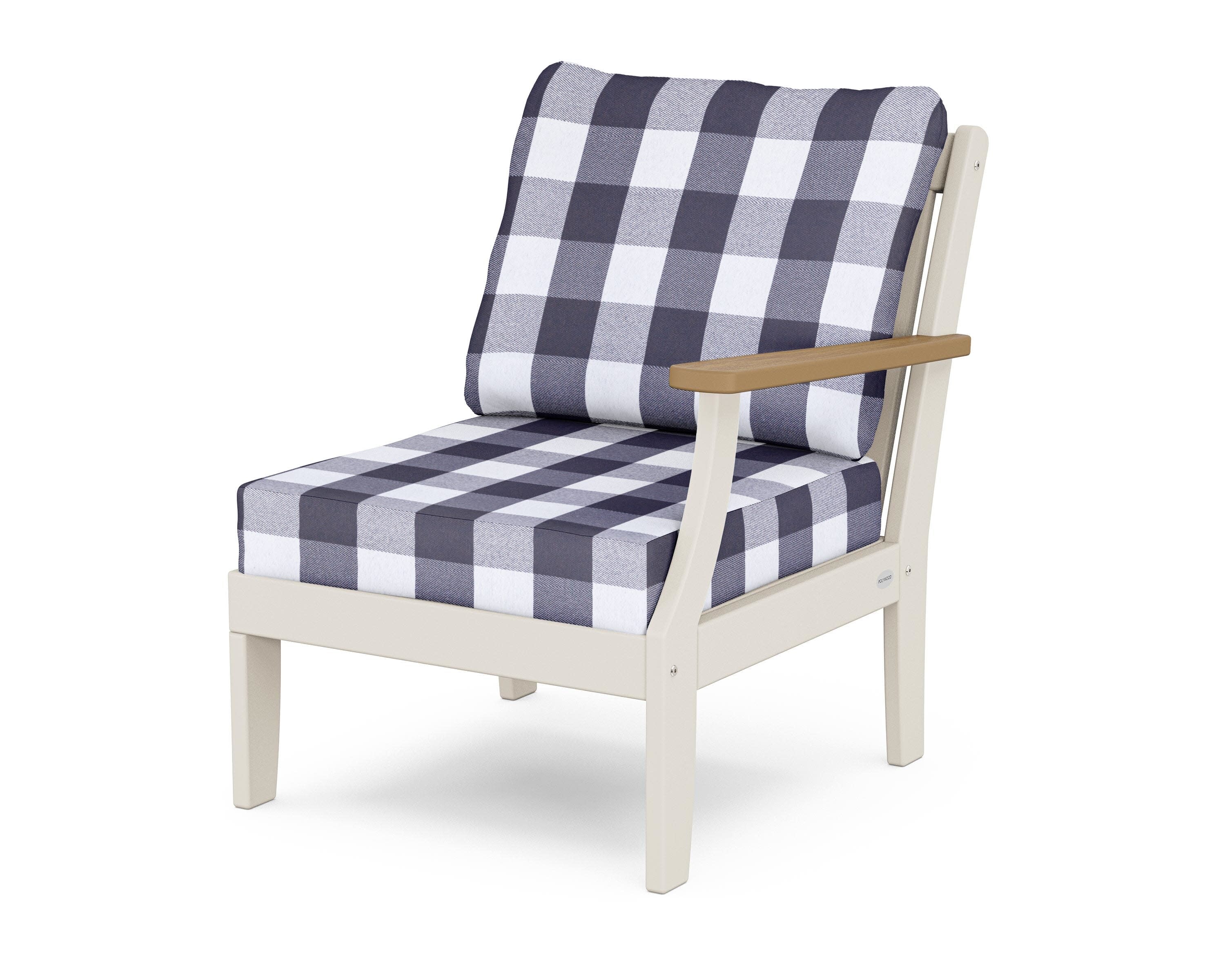 Braxton Modular Right Arm Chair in Sand / Natural / Buffalo Plaid Navy