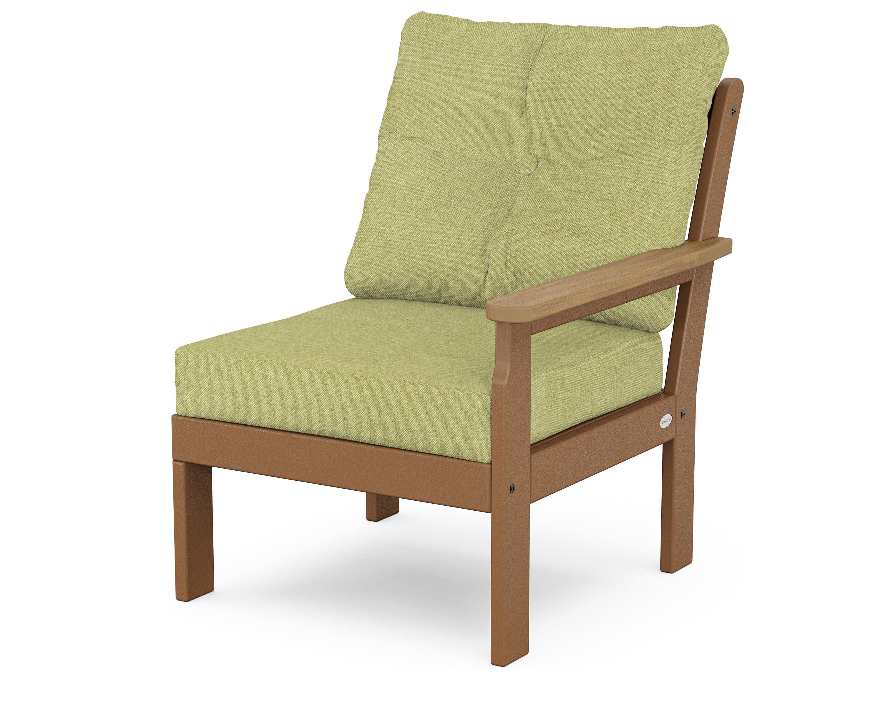 Vineyard Modular Right Arm Chair in Teak / Natural / Chartreuse Boucle