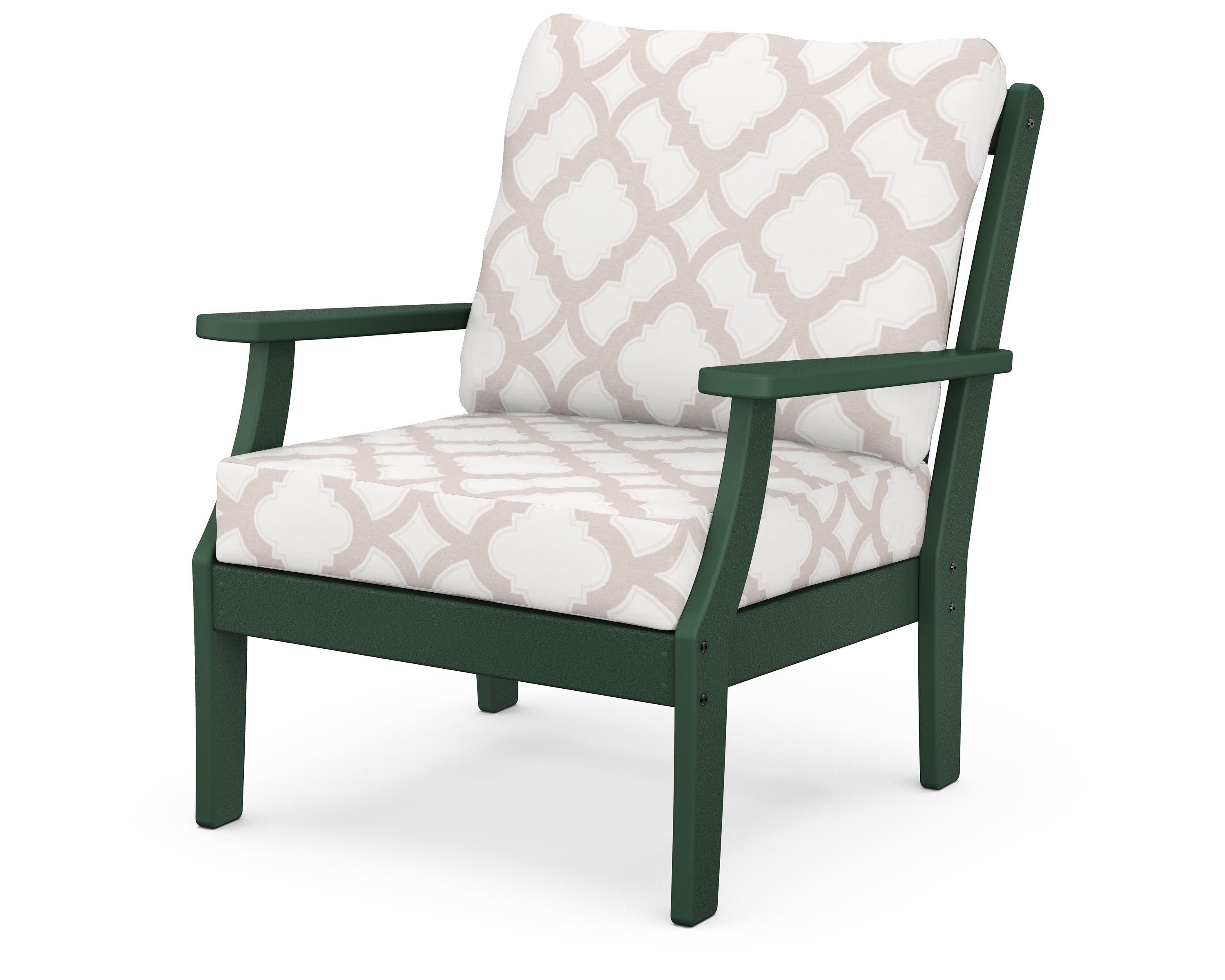 Braxton Deep Seating Chair in Green / Trellis Dune Burlap