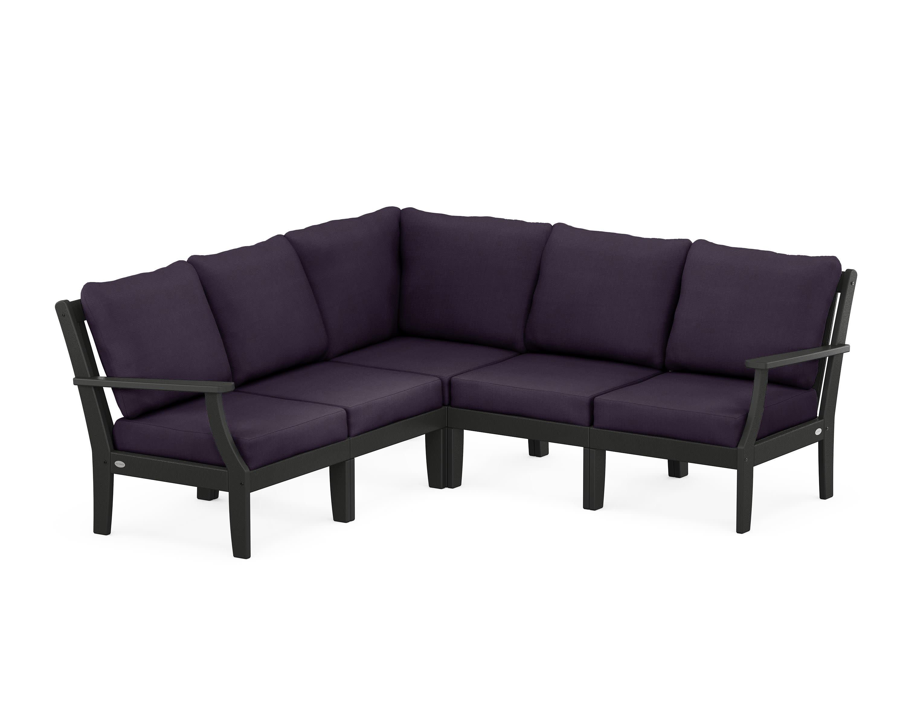 Braxton Modular 5-Piece Deep Seating Set in Black / Navy Linen