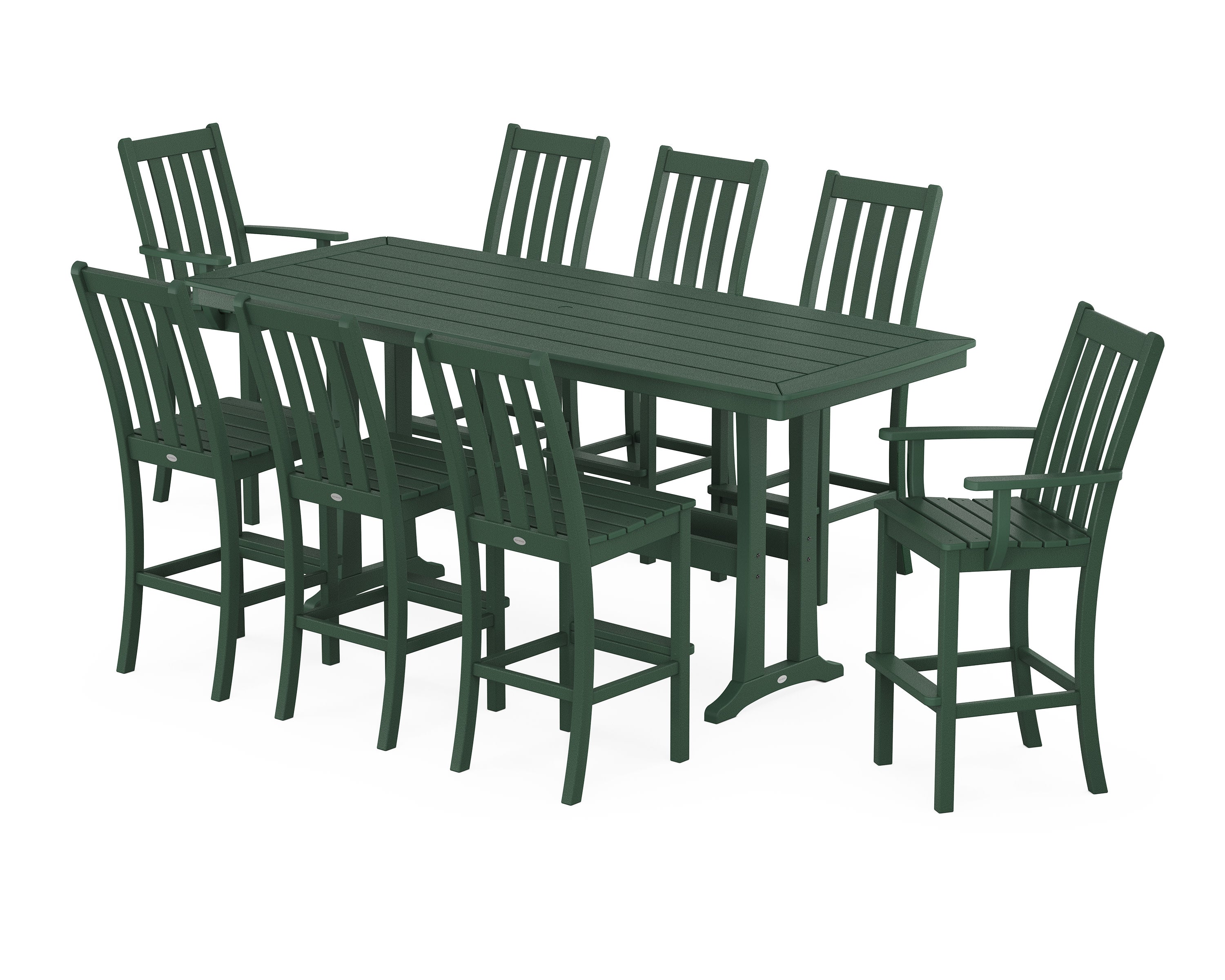 Vineyard 9-Piece Bar Set with Trestle Legs in Green