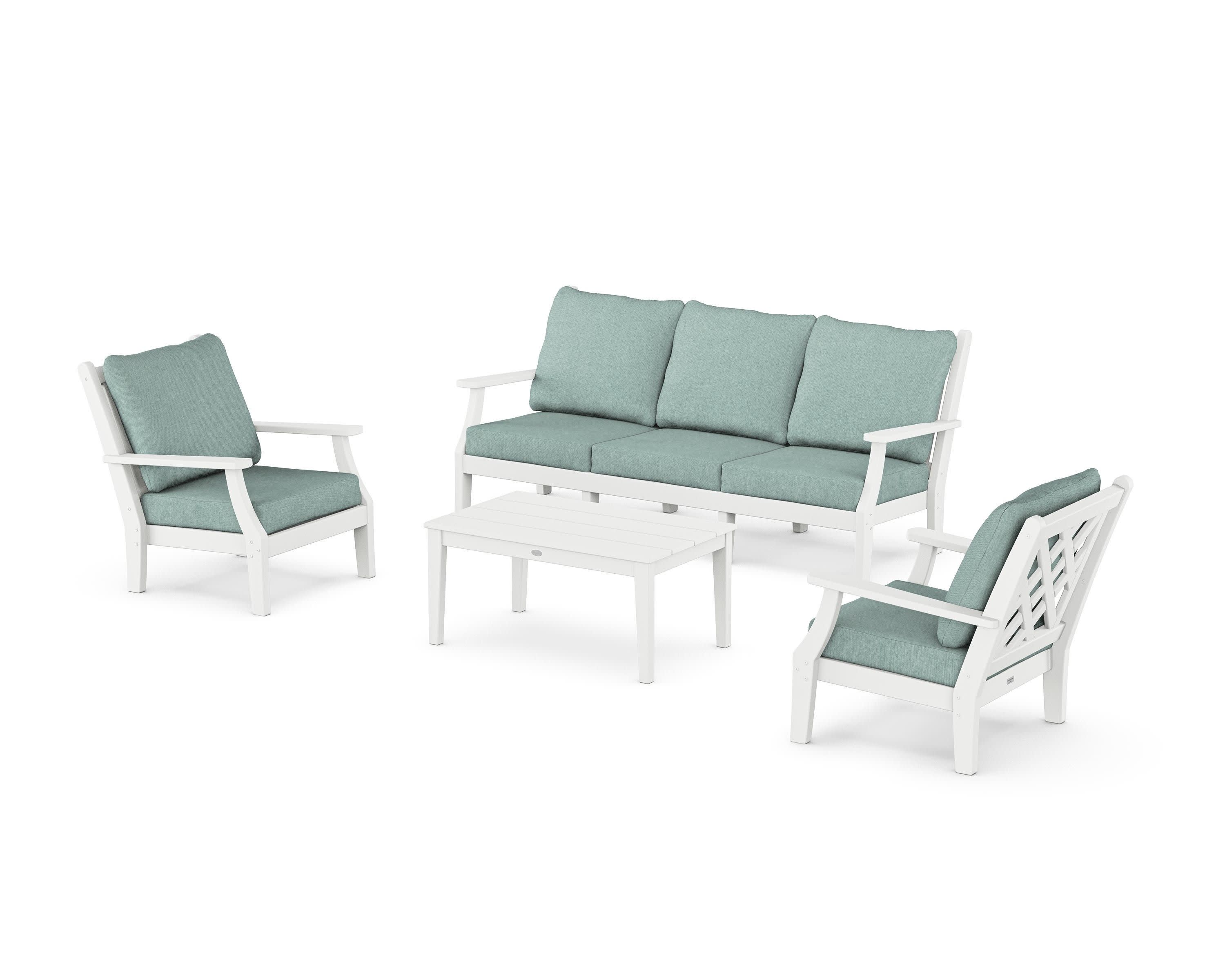 Wovendale 4-Piece Deep Seating Set with Sofa in White / Glacier Spa