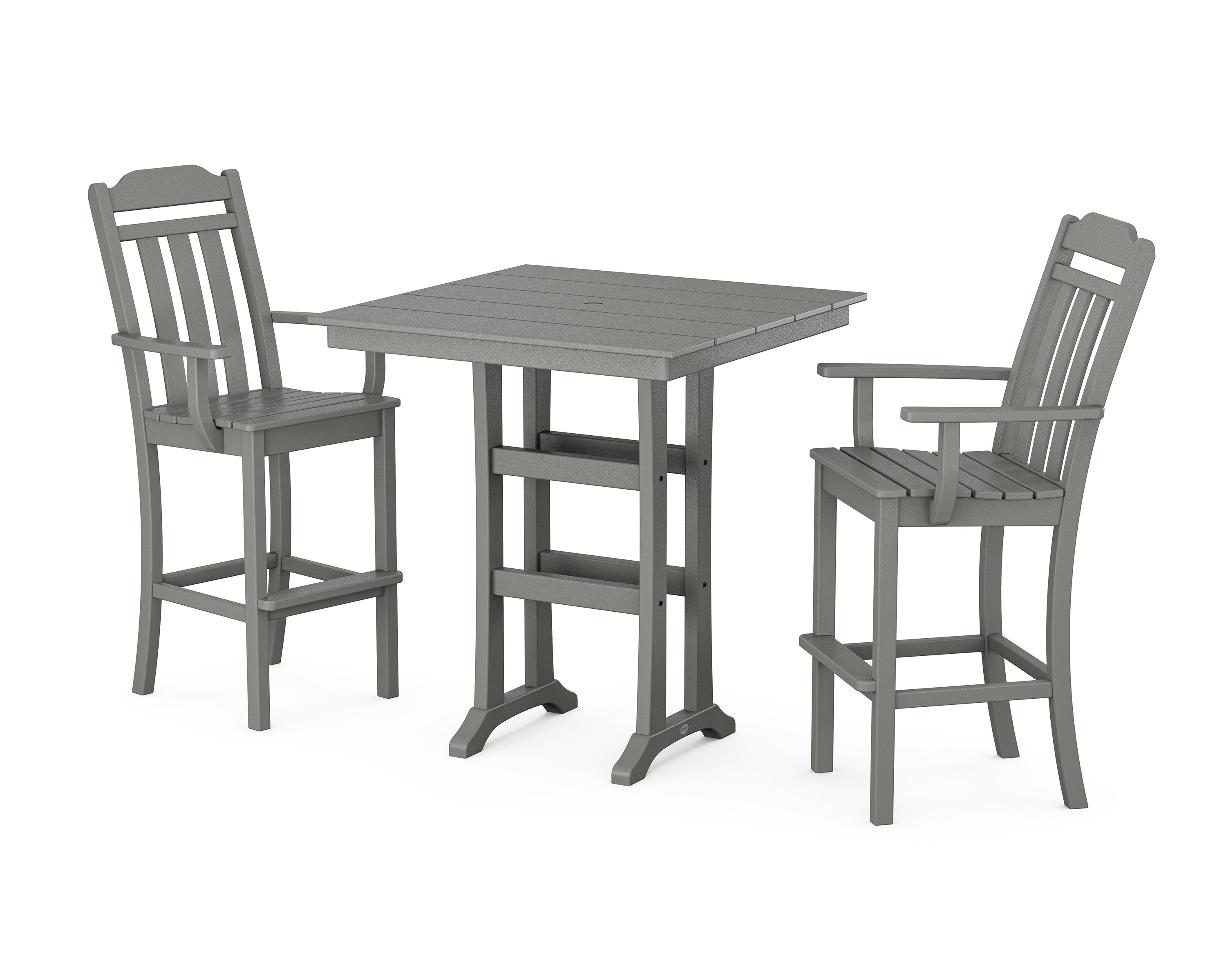 Cottage 3-Piece Farmhouse Bar Set with Trestle Legs in Slate Grey