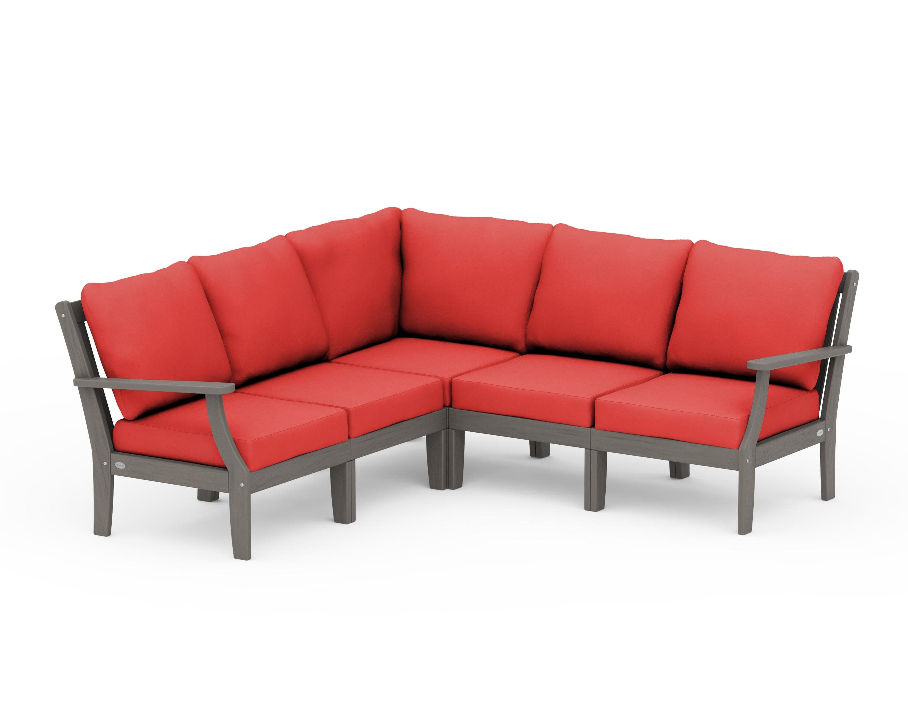 Braxton Modular 5-Piece Deep Seating Set in Driftwood / Crimson Linen