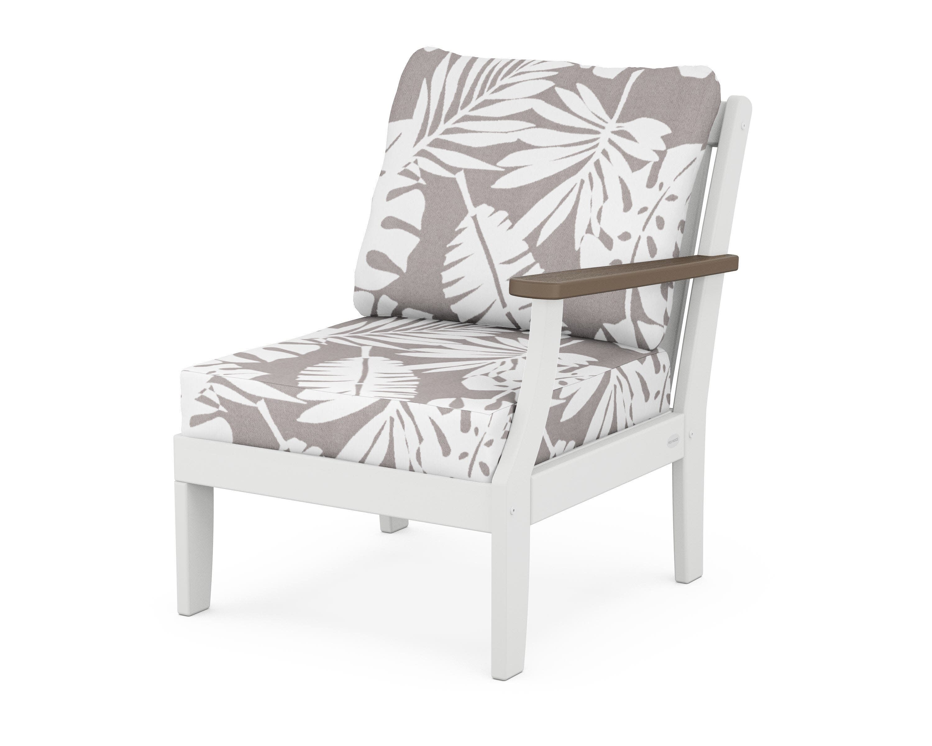 Braxton Modular Right Arm Chair in White / Kona / Leaf Grey Mist