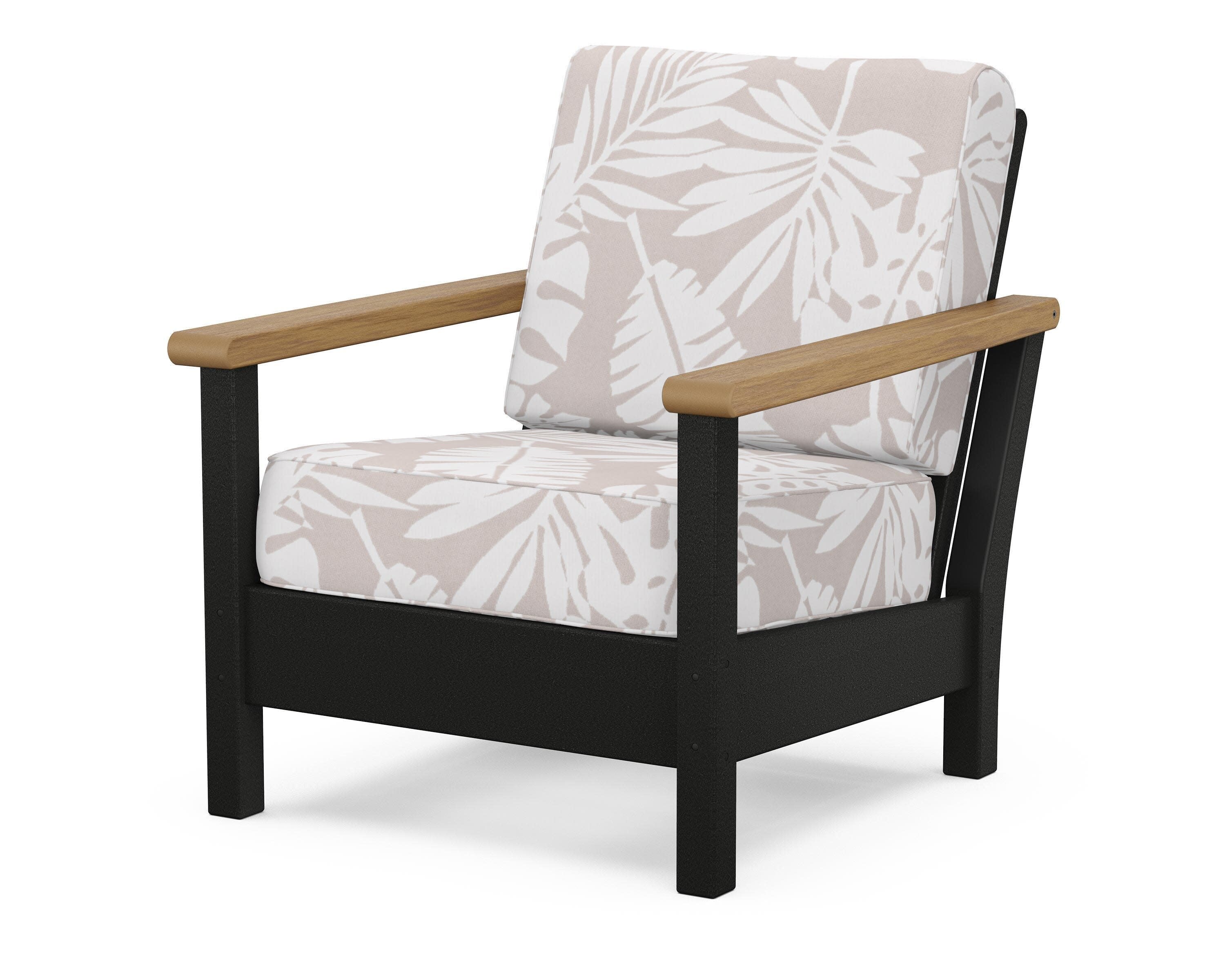 Harbour Deep Seating Chair in Black / Natural / Leaf Dune Burlap
