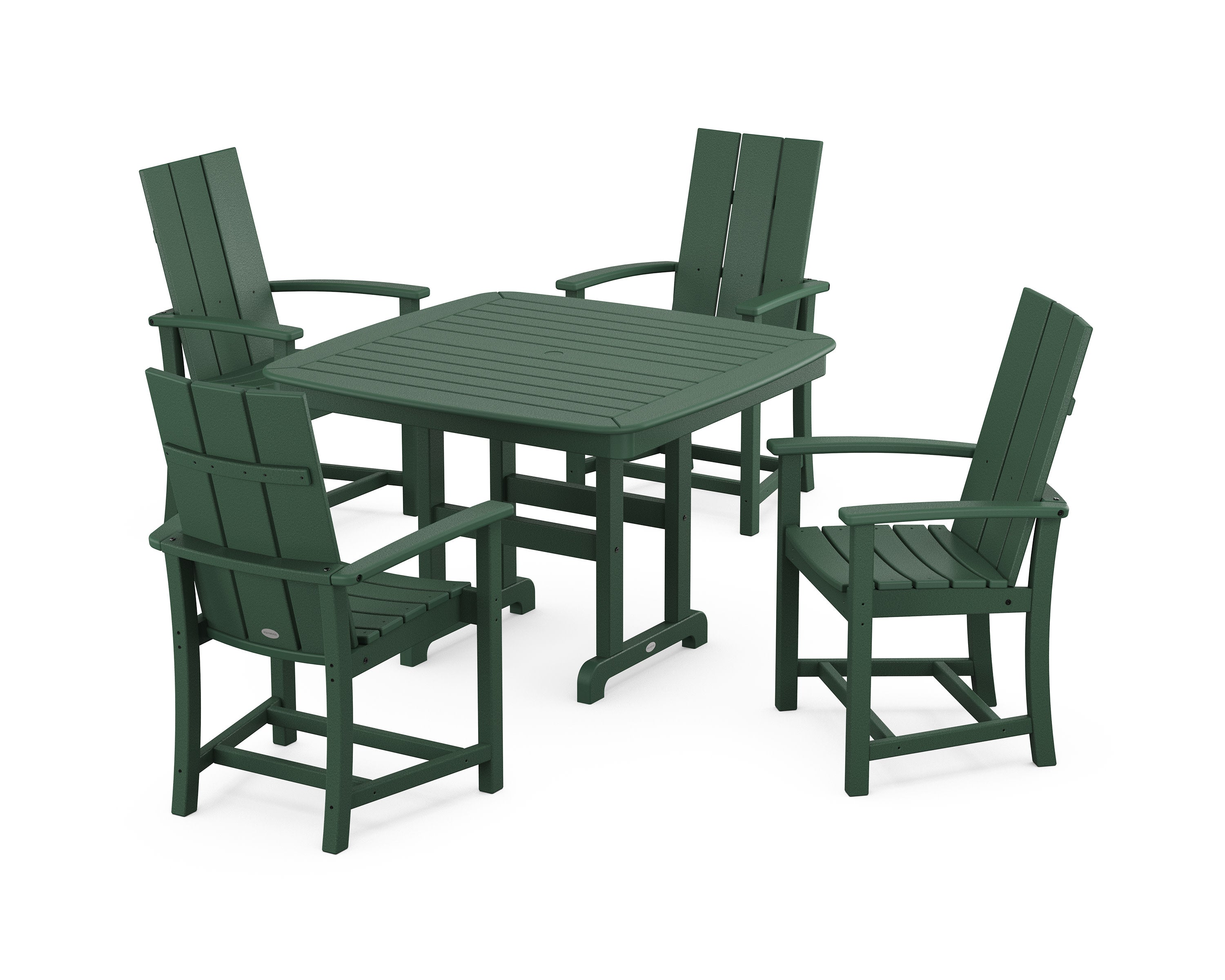 Modern Adirondack 5-Piece Dining Set with Trestle Legs in Green