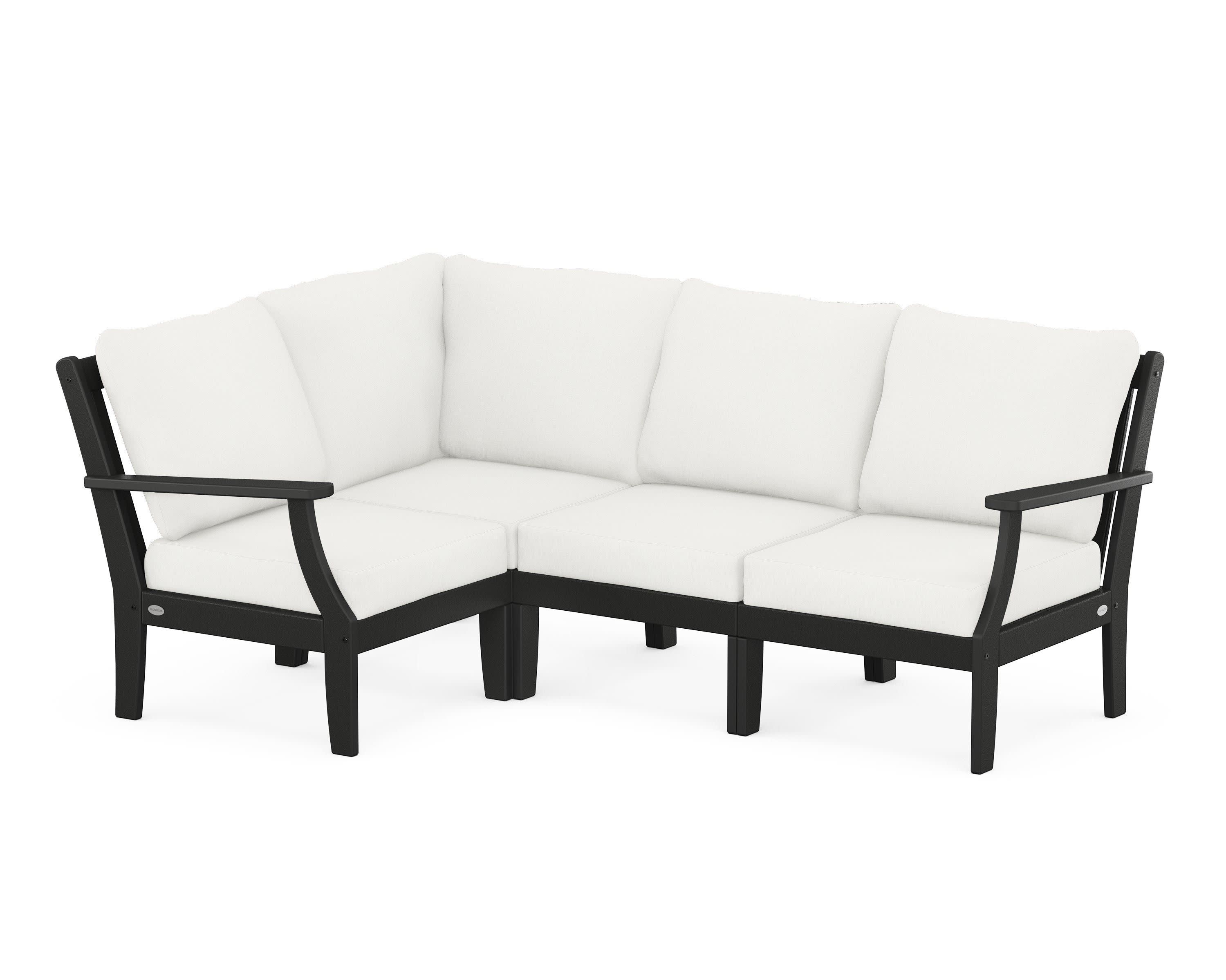 Braxton Modular 4-Piece Deep Seating Set in Black / Natural Linen