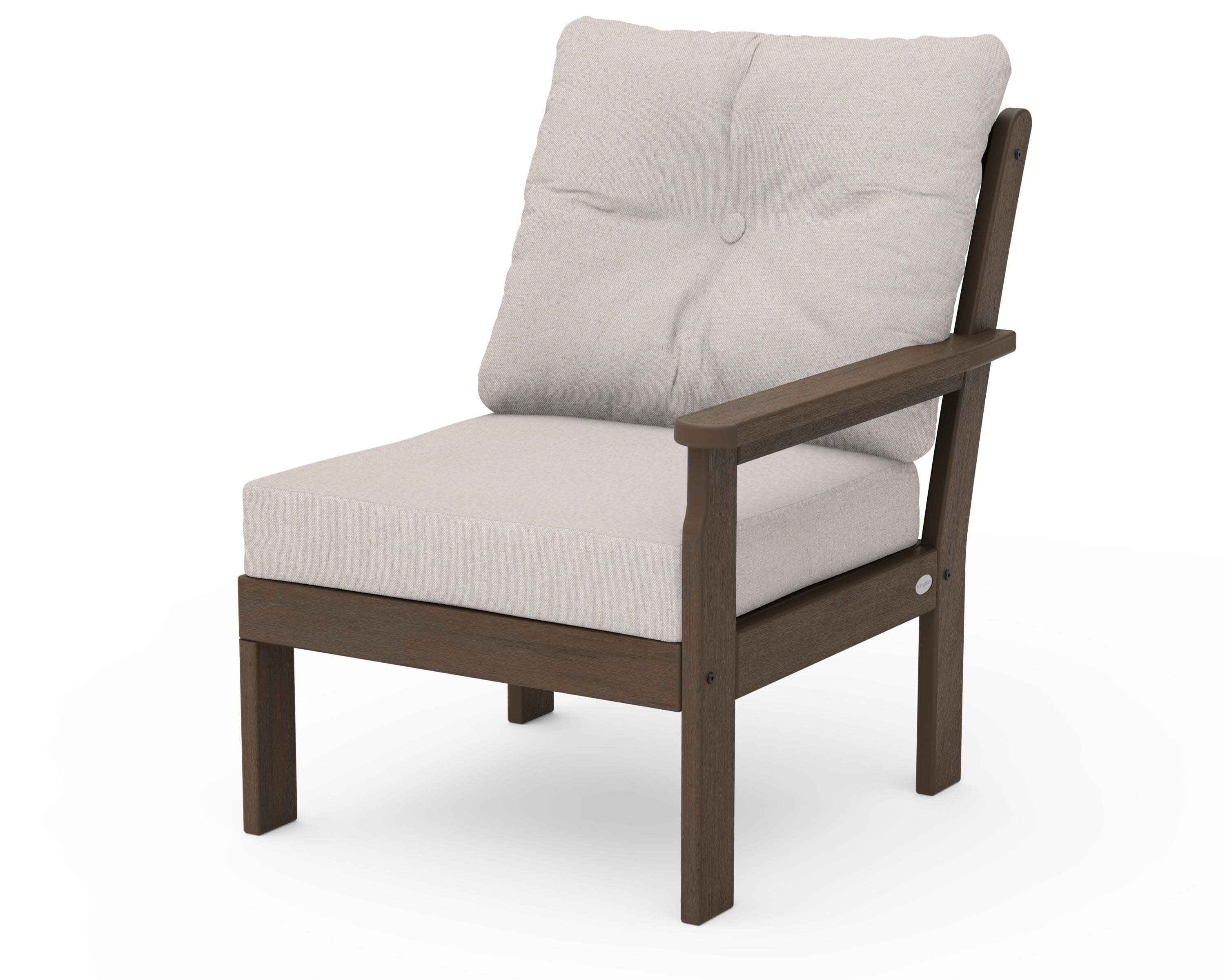 Vineyard Modular Right Arm Chair in Kona / Dune Burlap