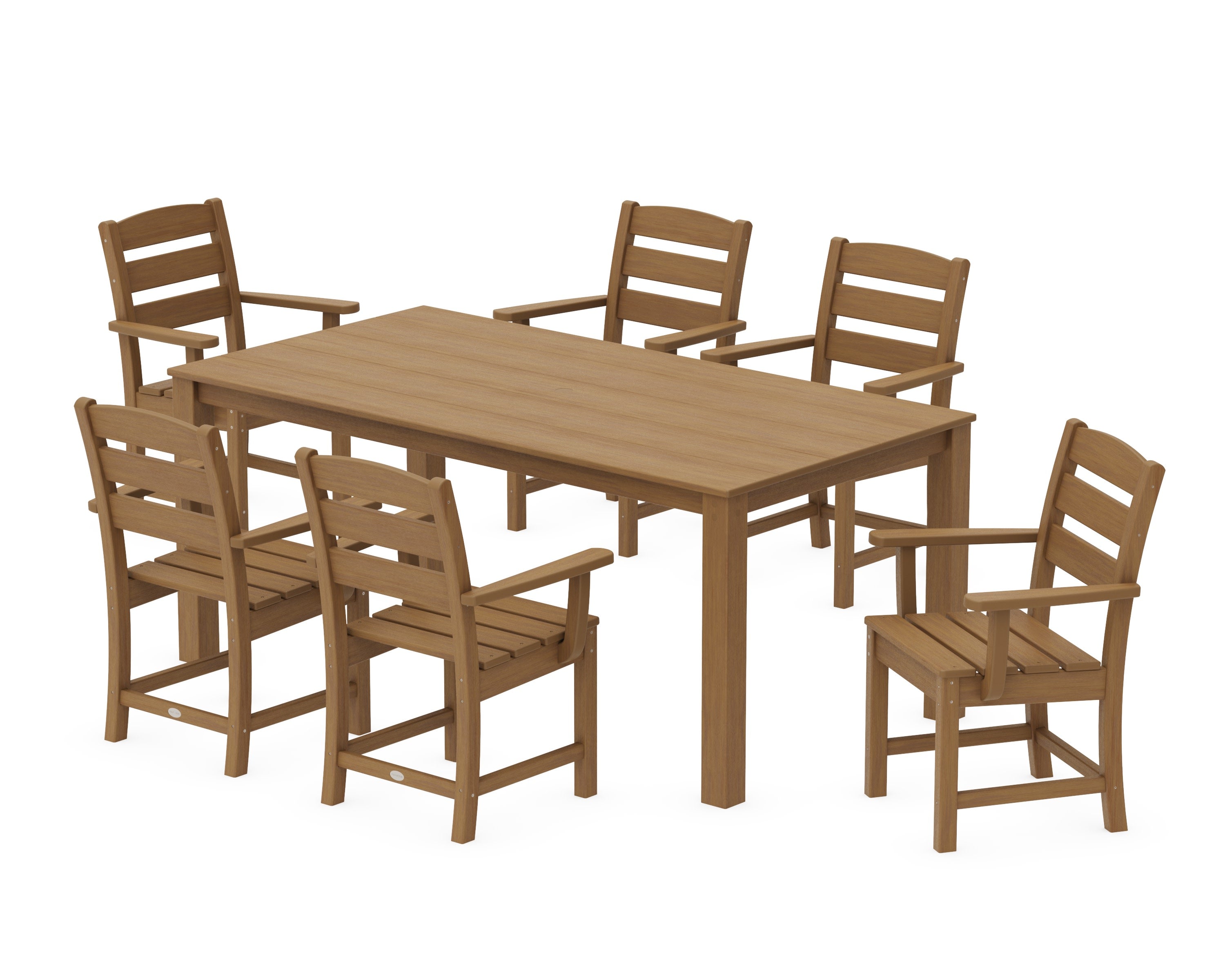 Lakeside Arm Chair 7-Piece Parsons Dining Set in Natural