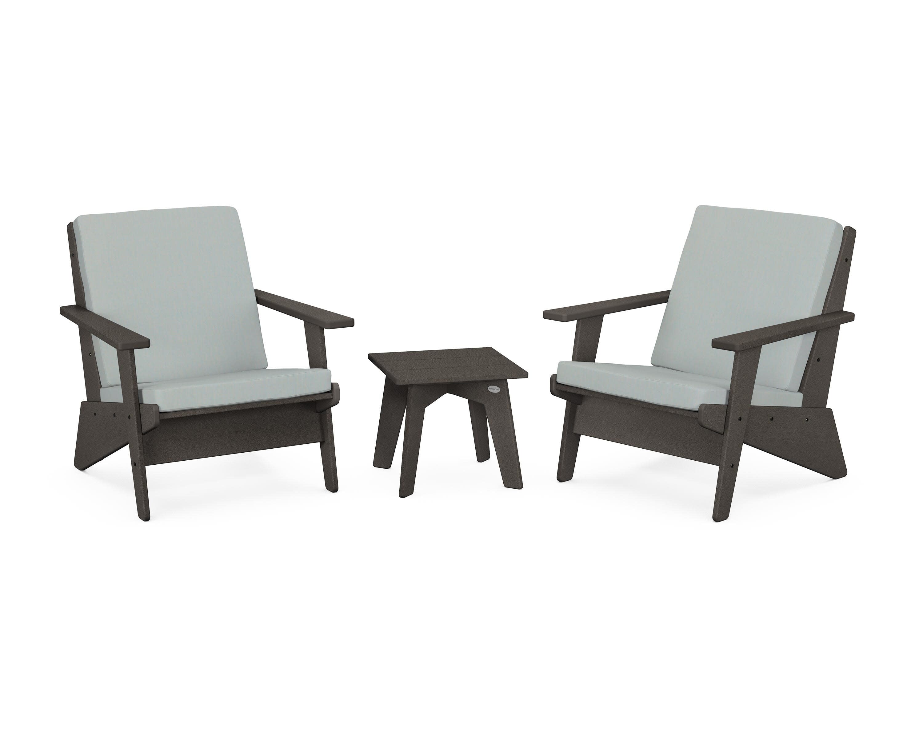 Riviera Modern Lounge 3-Piece Set in Vintage Coffee / Spa