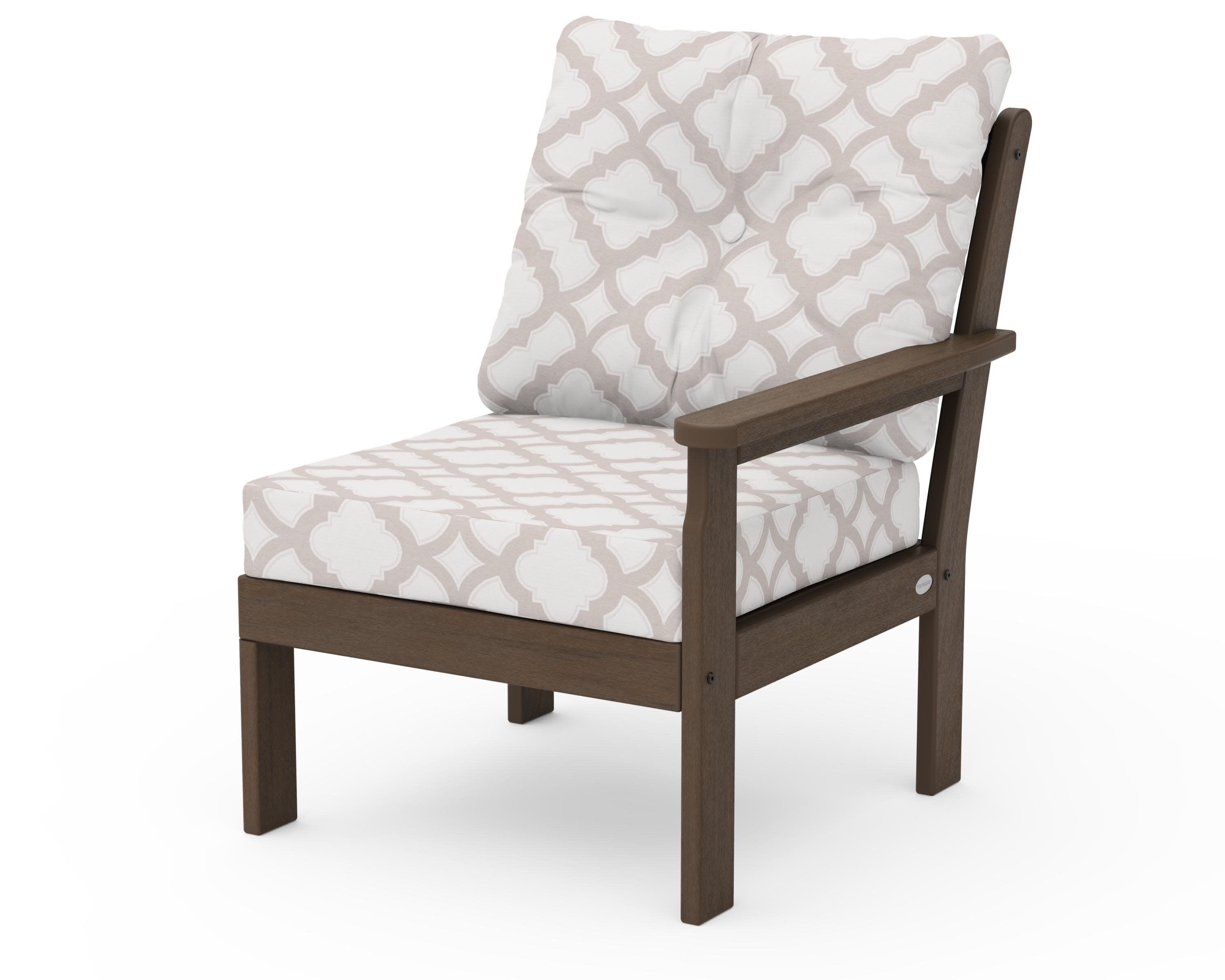 Vineyard Modular Right Arm Chair in Kona / Trellis Dune Burlap