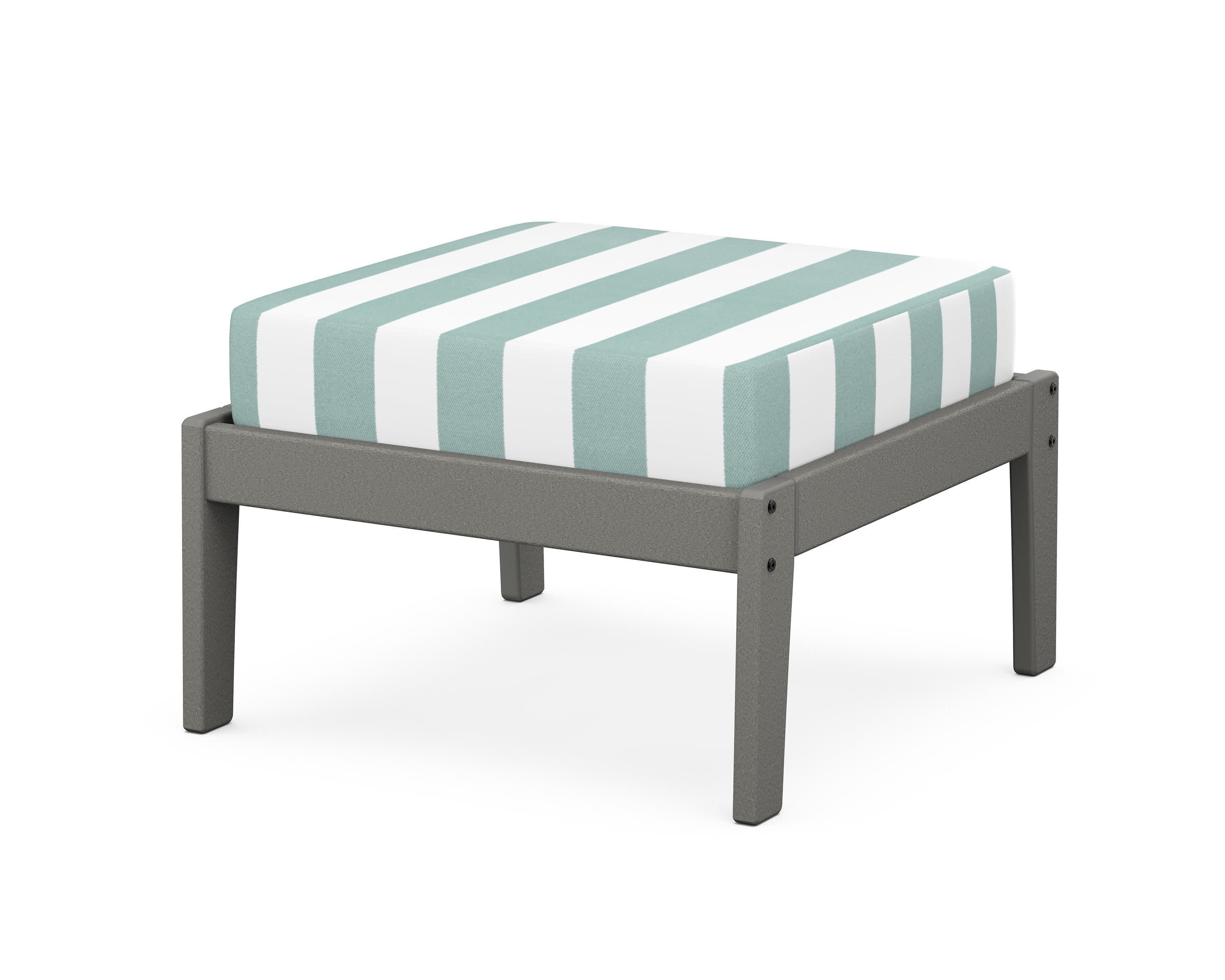 Deep Seating Ottoman in Slate Grey / Cabana Stripe Glacier Spa