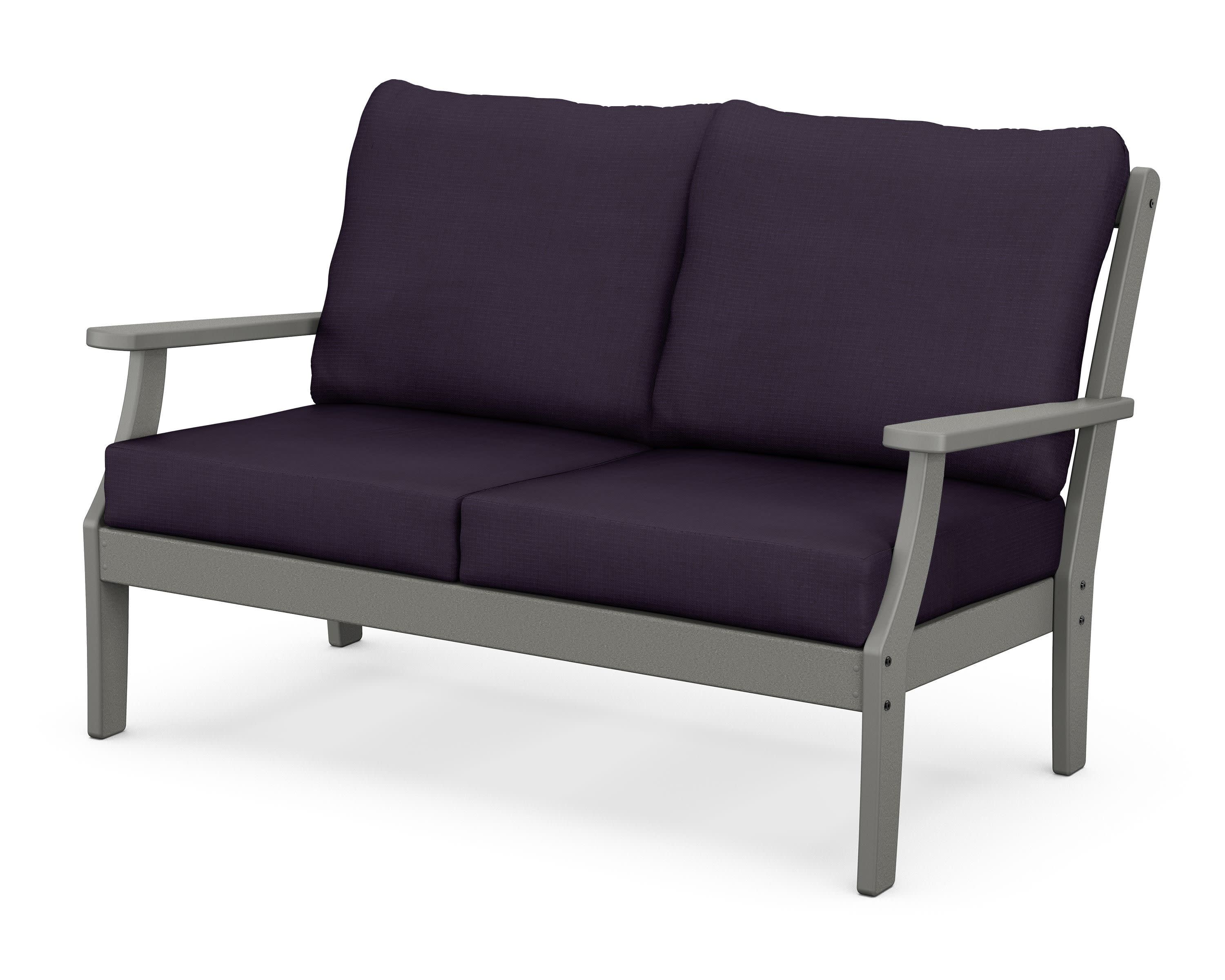Braxton Deep Seating Loveseat in Slate Grey / Navy Linen