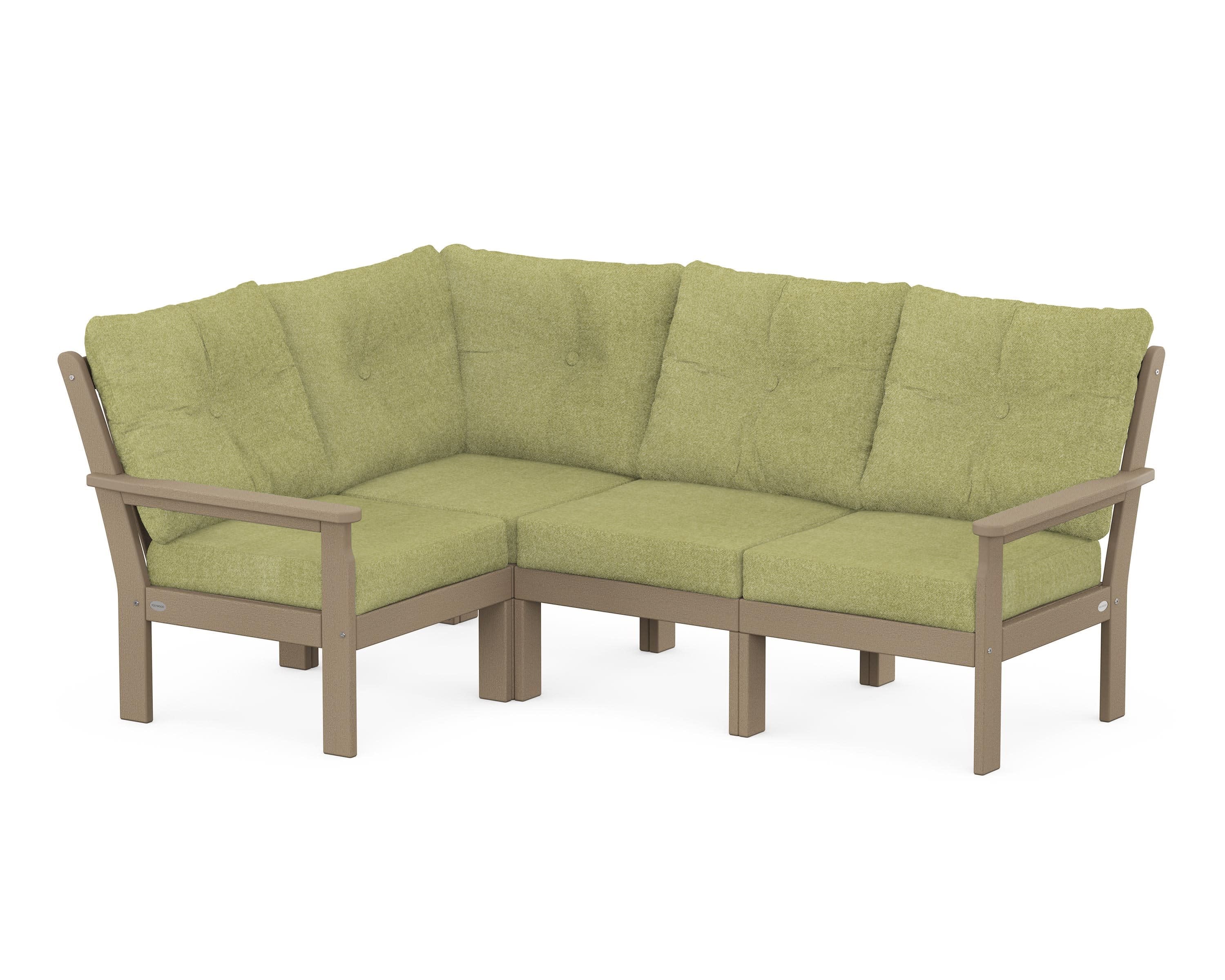 Vineyard 4-Piece Sectional in Vintage Sahara / Chartreuse Boucle