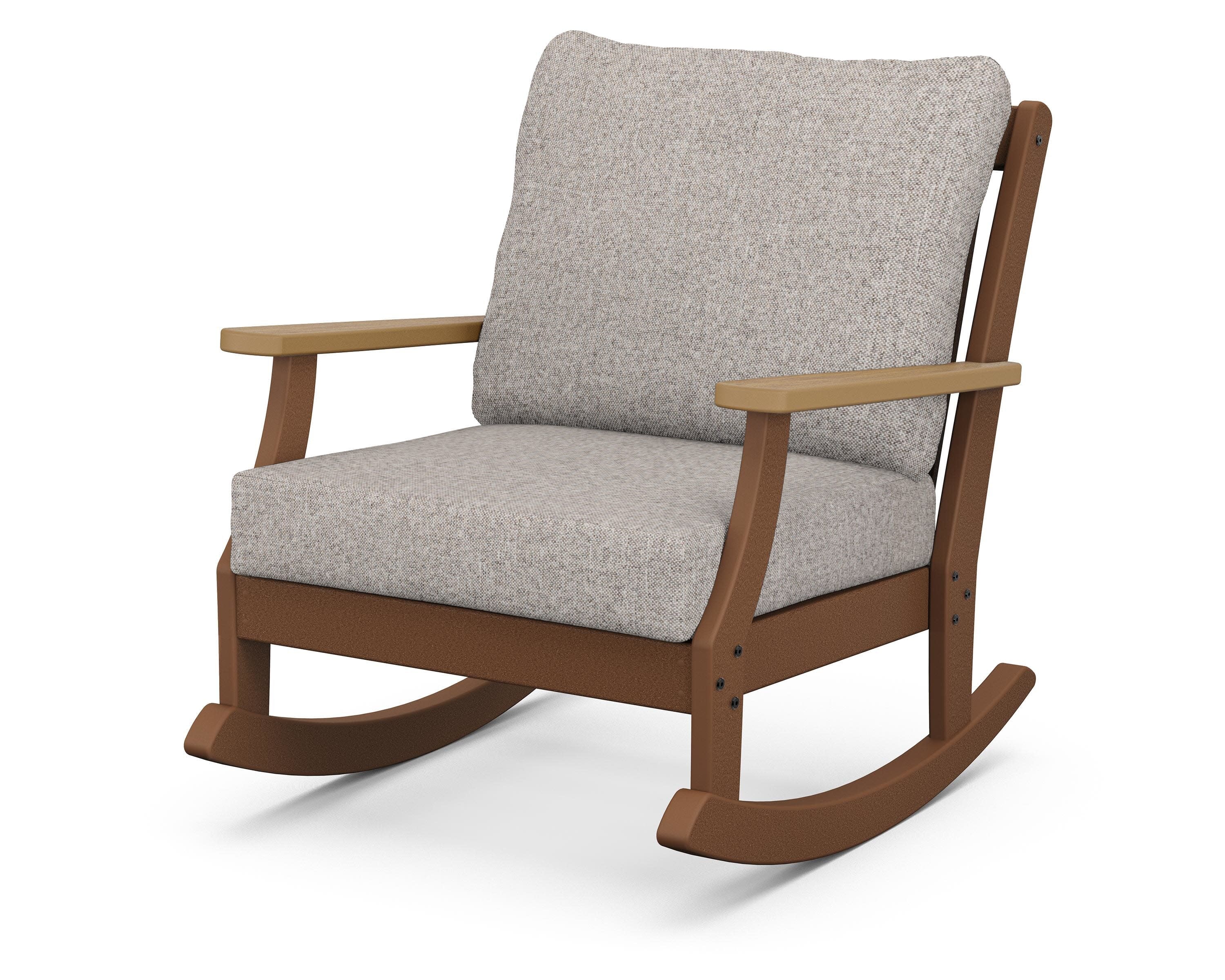 Braxton Deep Seating Rocking Chair in Teak / Natural / Weathered Tweed