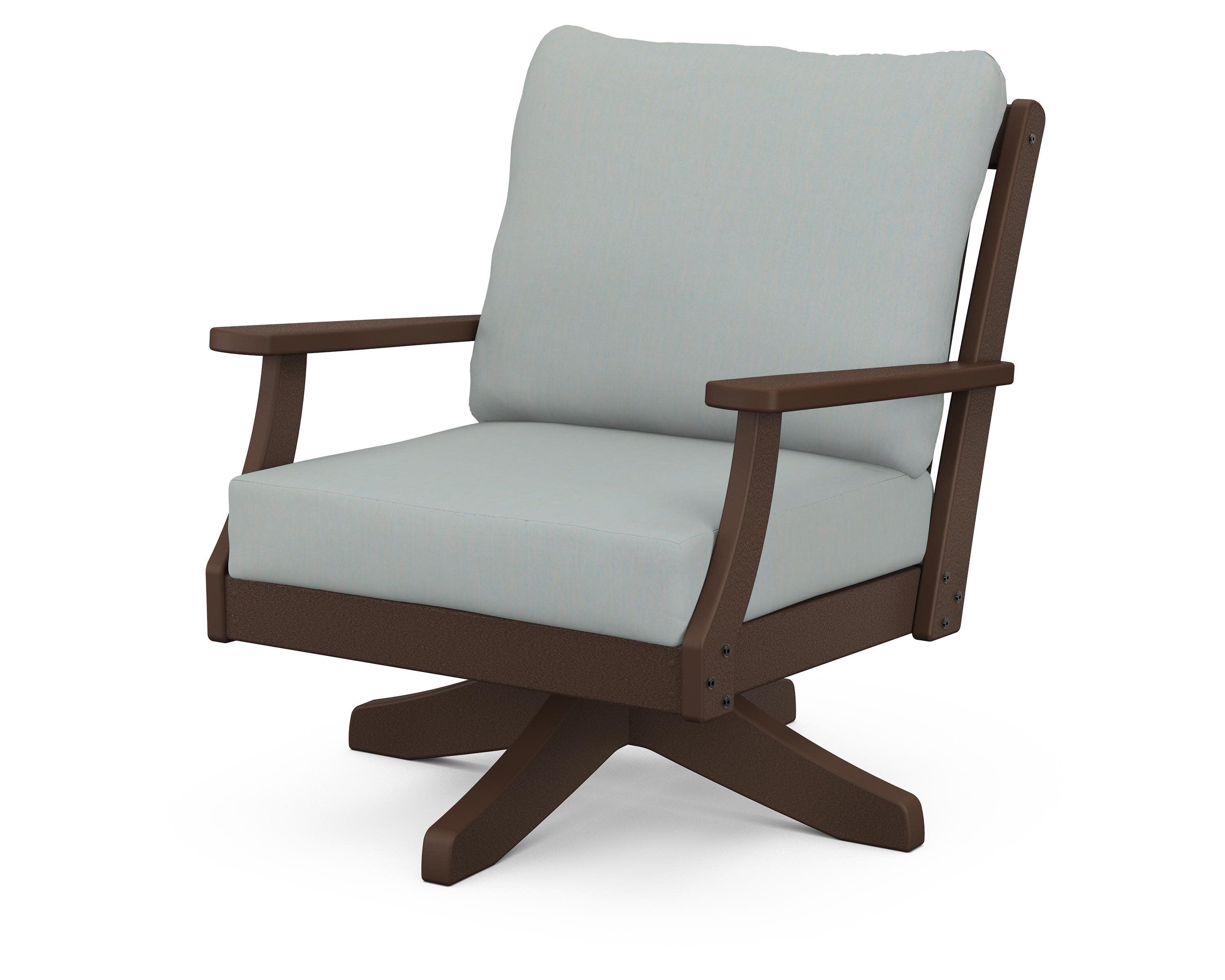 Braxton Deep Seating Swivel Chair in Mahogany / Spa