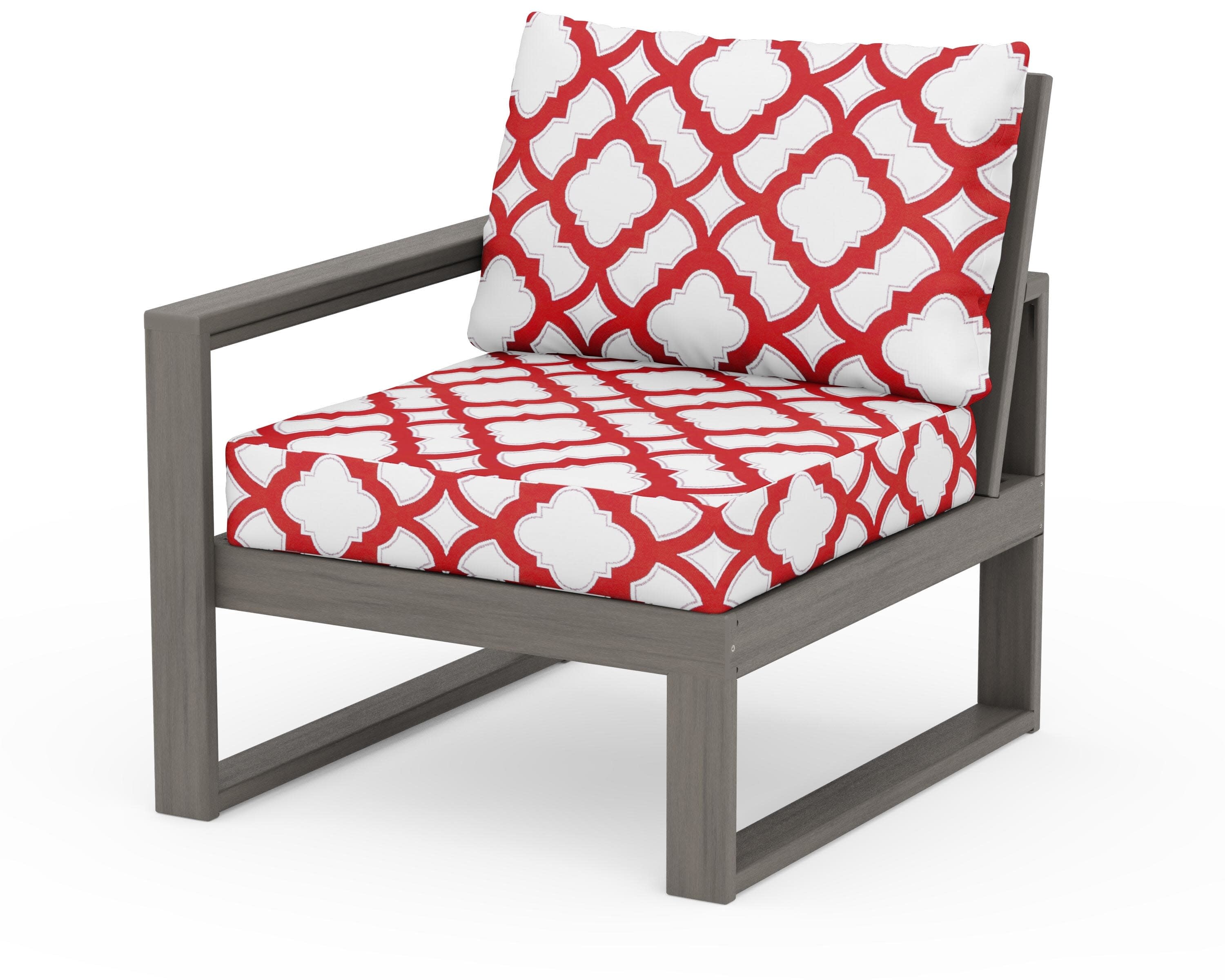 EDGE Modular Left Arm Chair in Driftwood / Trellis Crimson
