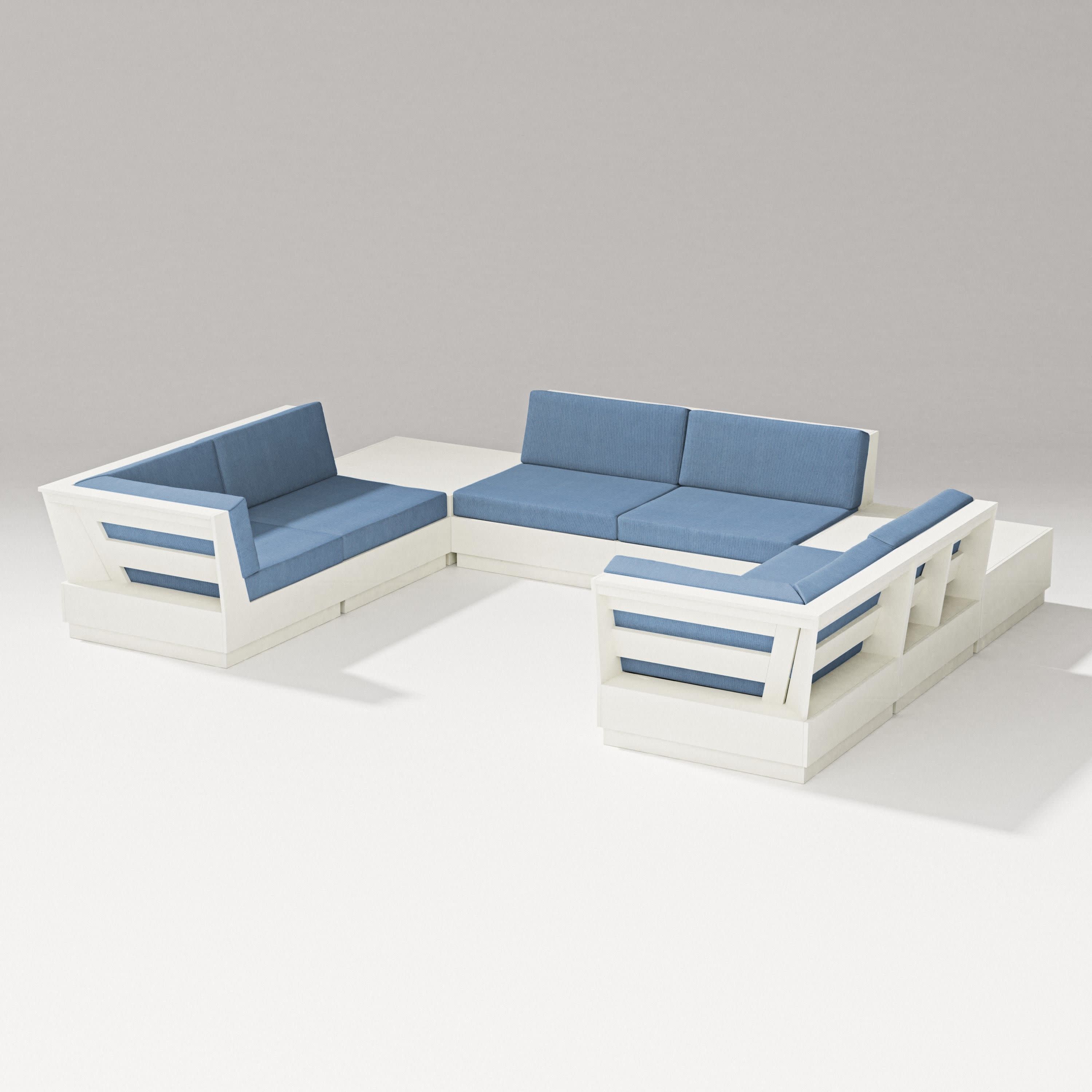 Elevate 8-Piece U-Shaped Sectional in Vintage White / Sky Blue