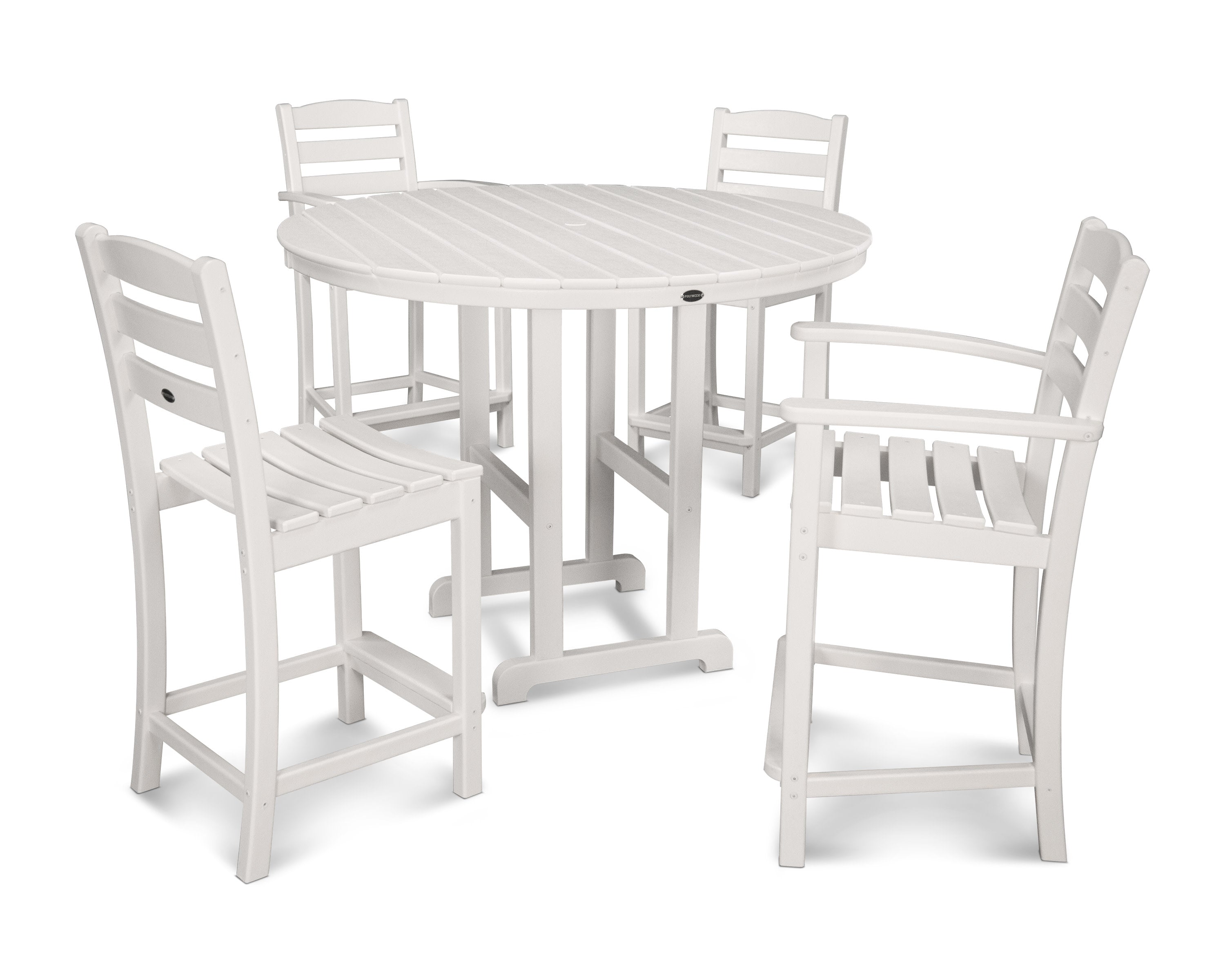 La Casa Caf 5-Piece Round Farmhouse Counter Dining Set in White
